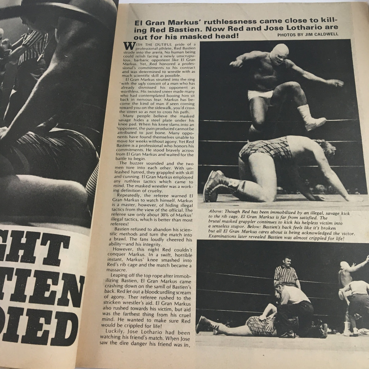 The Wrestler Magazine March 1975 Pampero Firpo Loses to John Tolos No Label