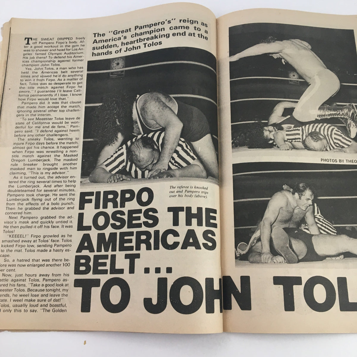 The Wrestler Magazine March 1975 Pampero Firpo Loses to John Tolos No Label