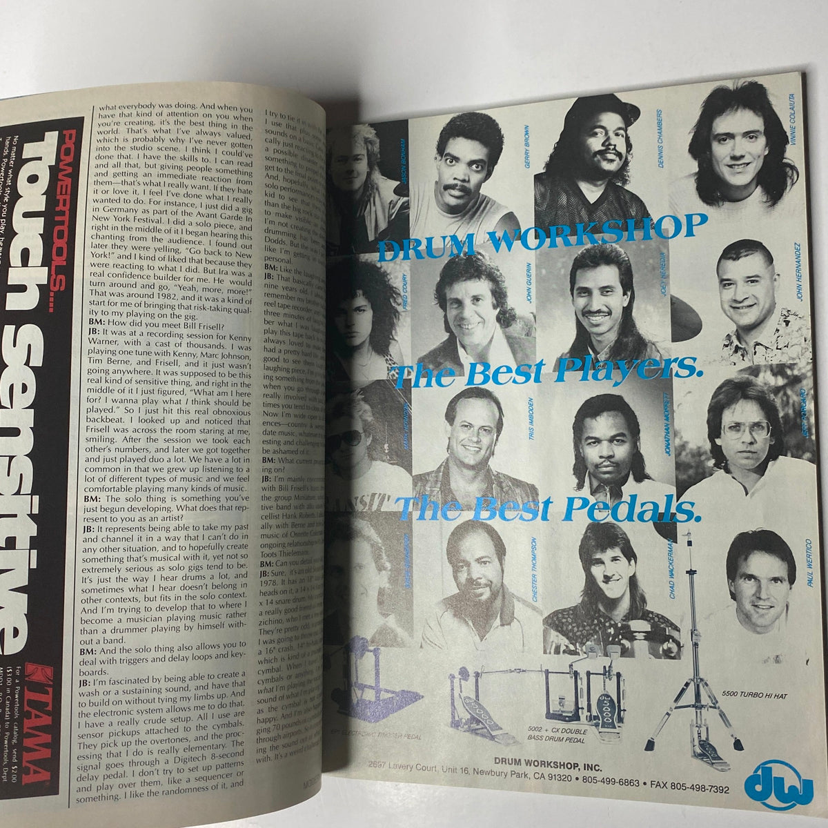 Advertorial page of Modern Drummer Magazine March 1989 showcasing prominent drummers and instruments, emphasizing the rich variety of talents in the drum community.