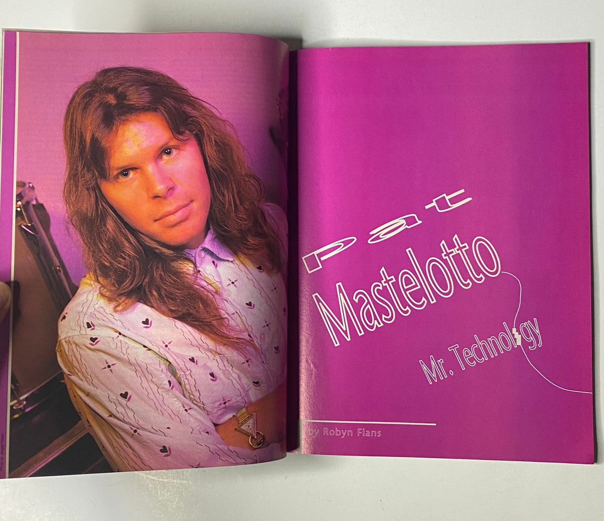 Pat Mastelotto profile from Modern Drummer Magazine October 1989, focusing on his technology in drumming.