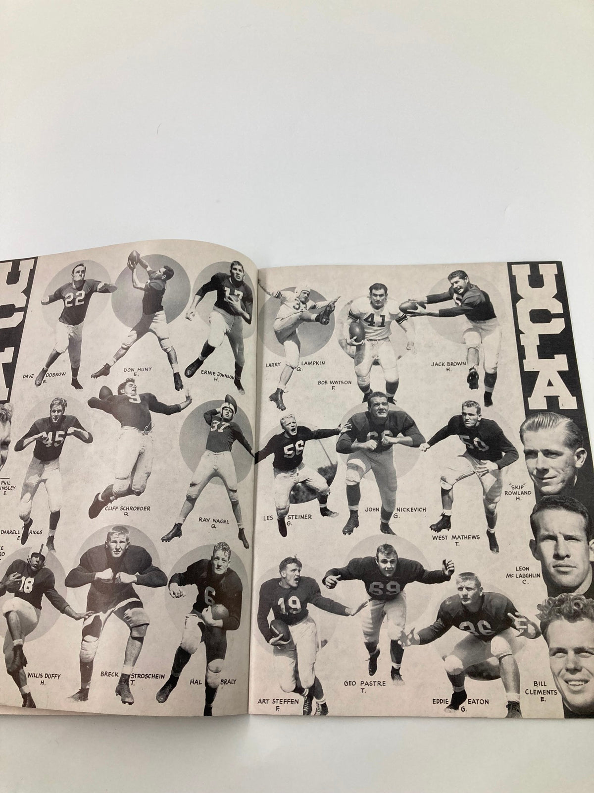 1948 NCAA Football UCLA Bruins v California Golden Bears The California Gridiron showcasing player portraits from the UCLA team.