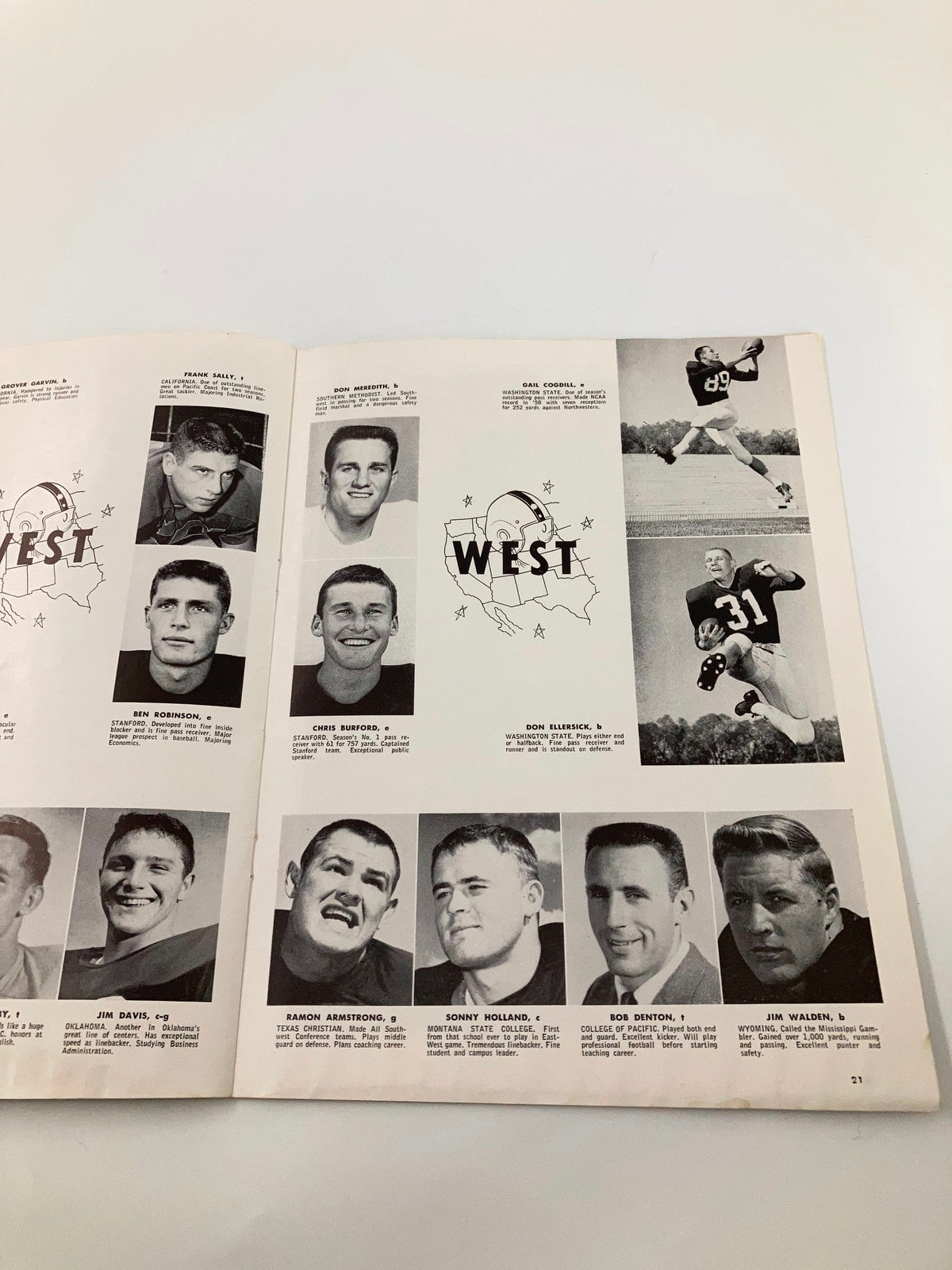 1960 Islam Temple All-Star Football Game East vs West Official Program interior page showcasing more West team player profiles and images.