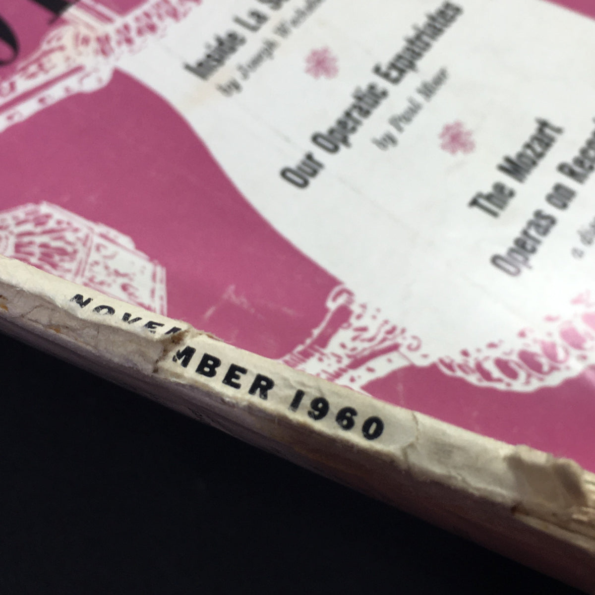 Close-up of the spine label of VTG High Fidelity Music Magazine November 1960 indicating the publication date.