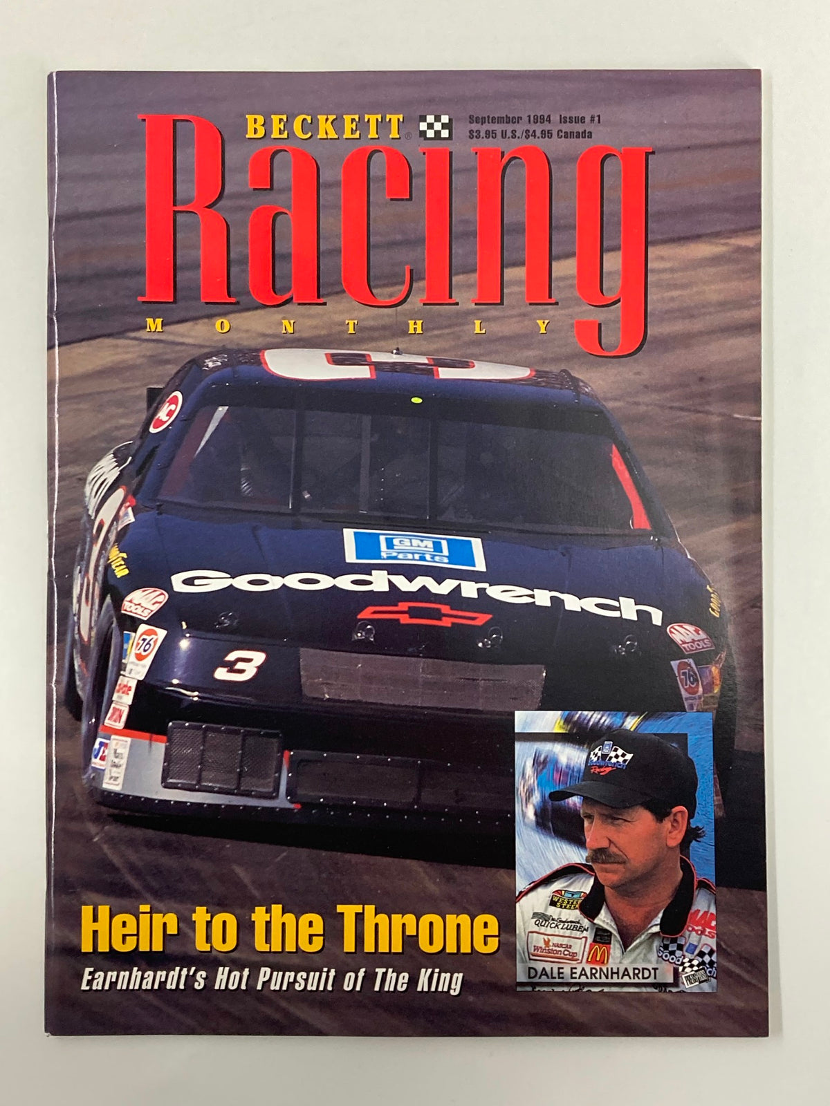 Beckett Racing Monthly September 1994 magazine featuring Dale Earnhardt on the cover, showcasing a classic NASCAR racing scene with the headline 'Heir to the Throne' and featuring a snapshot of Dale Earnhardt.