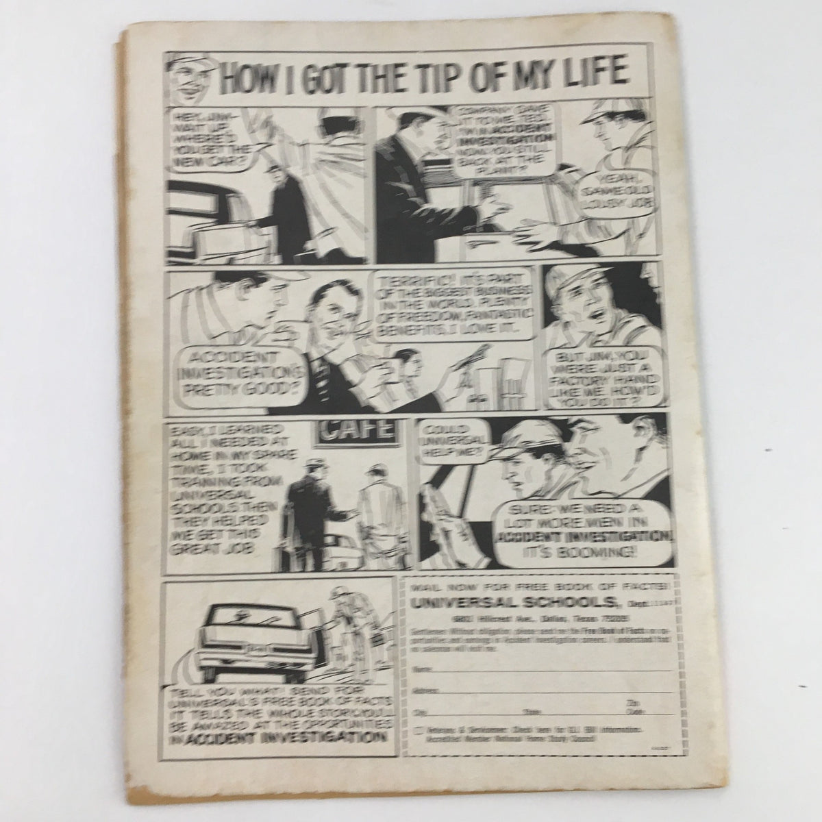 Wrestling Monthly Magazine July 1972 Don Leo Jonathan & Danny Hodge - Back cover illustration depicting a humorous comic strip related to the wrestling world.
