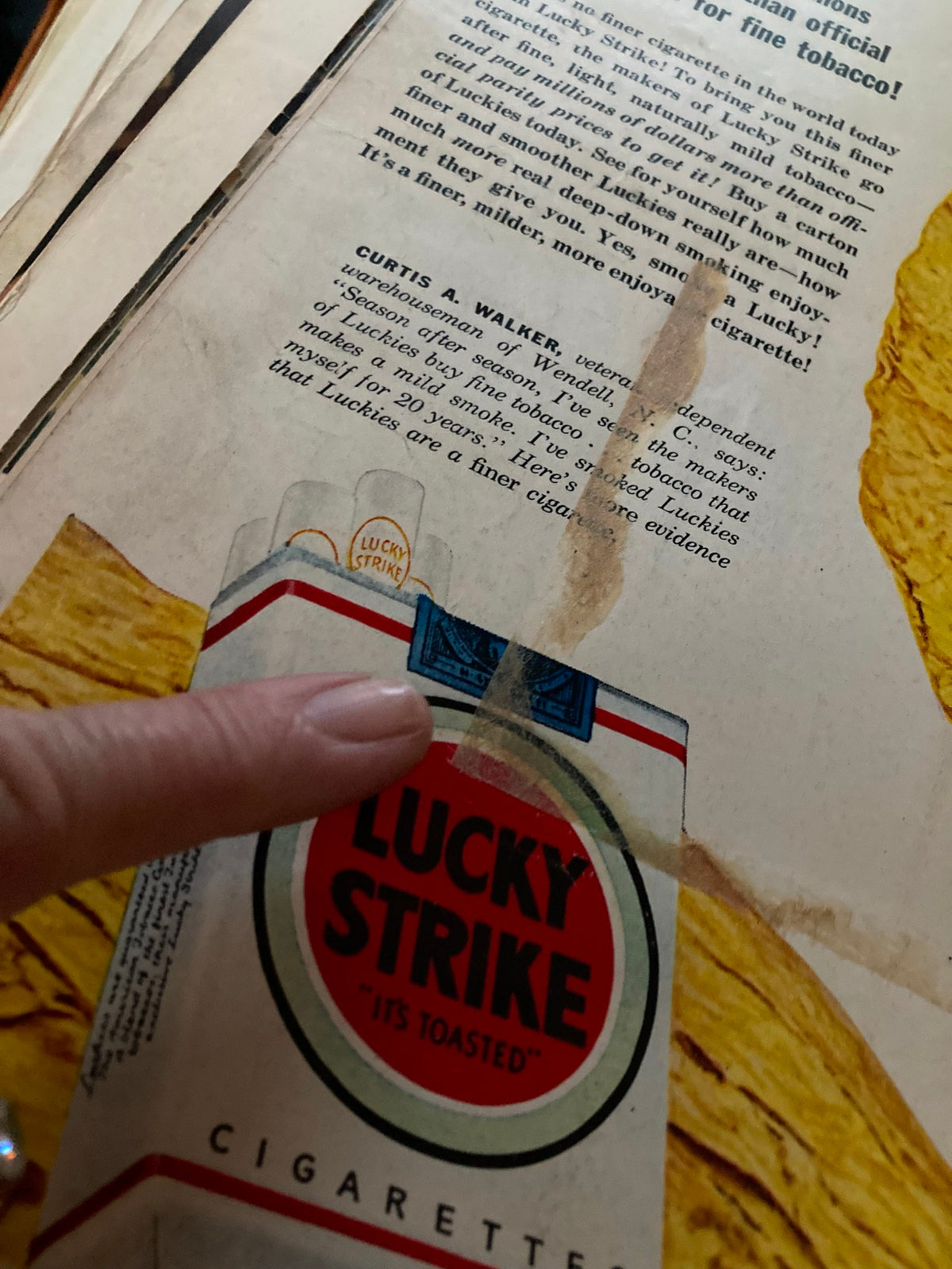 Inside page of VTG Life Magazine September 5 1949 featuring an advertisement for Lucky Strike cigarettes, showcasing vintage marketing from the late 1940s.