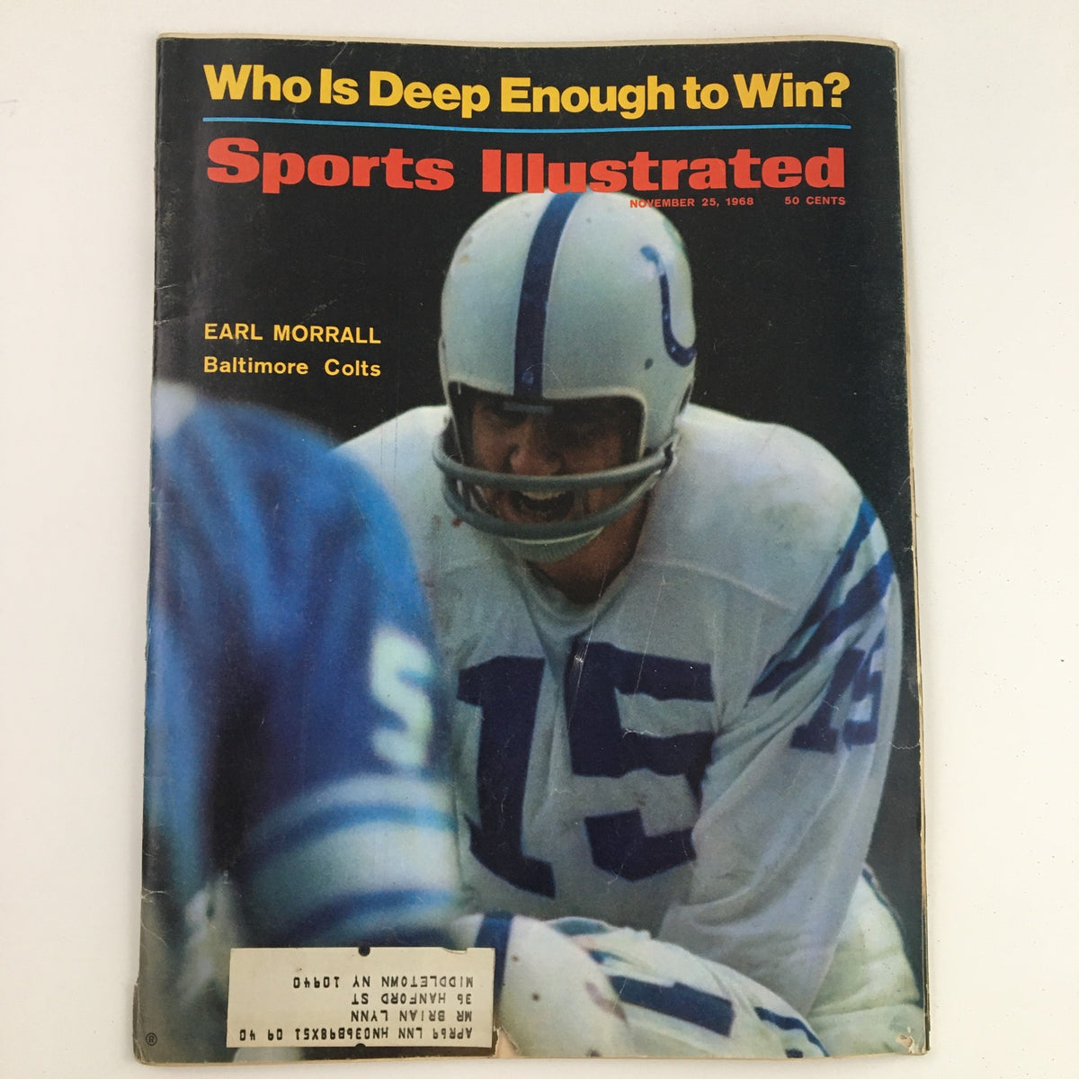 Cover of Sports Illustrated Magazine November 25, 1968 featuring Baltimore Colts quarterback Earl Morrall, showcasing NFL history and collectible sports memorabilia.