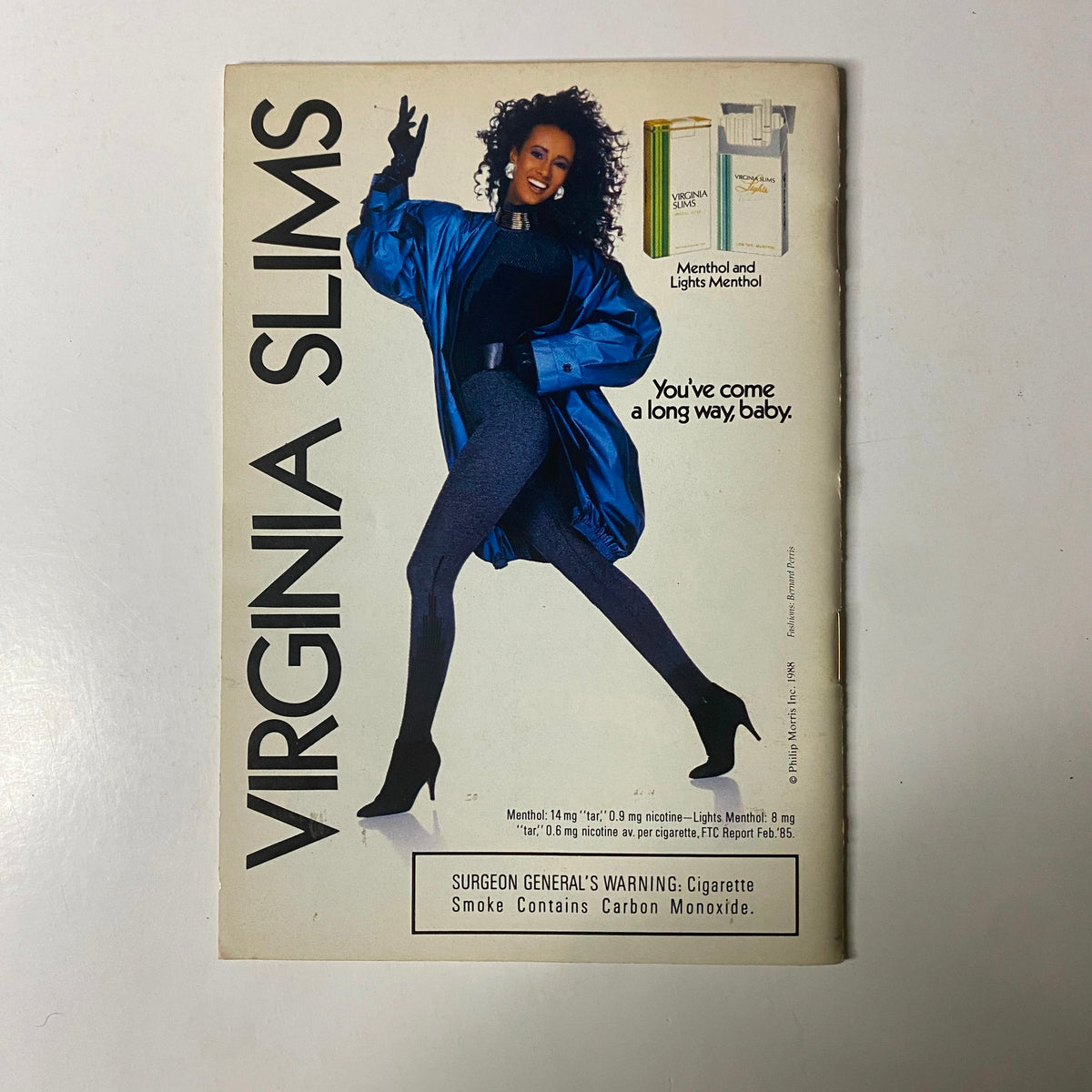 Back cover of Jet Magazine May 23, 1988, featuring an advertisement for Virginia Slims cigarettes, promoting their Menthol and Lights Menthol brands.