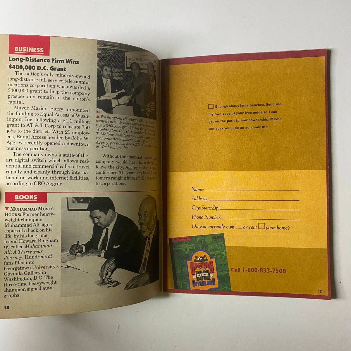 Interior page of Jet Magazine from October 16, 1995, Vol. 88, No. 23, featuring articles related to business developments and a photo of notable figures discussing significant topics.