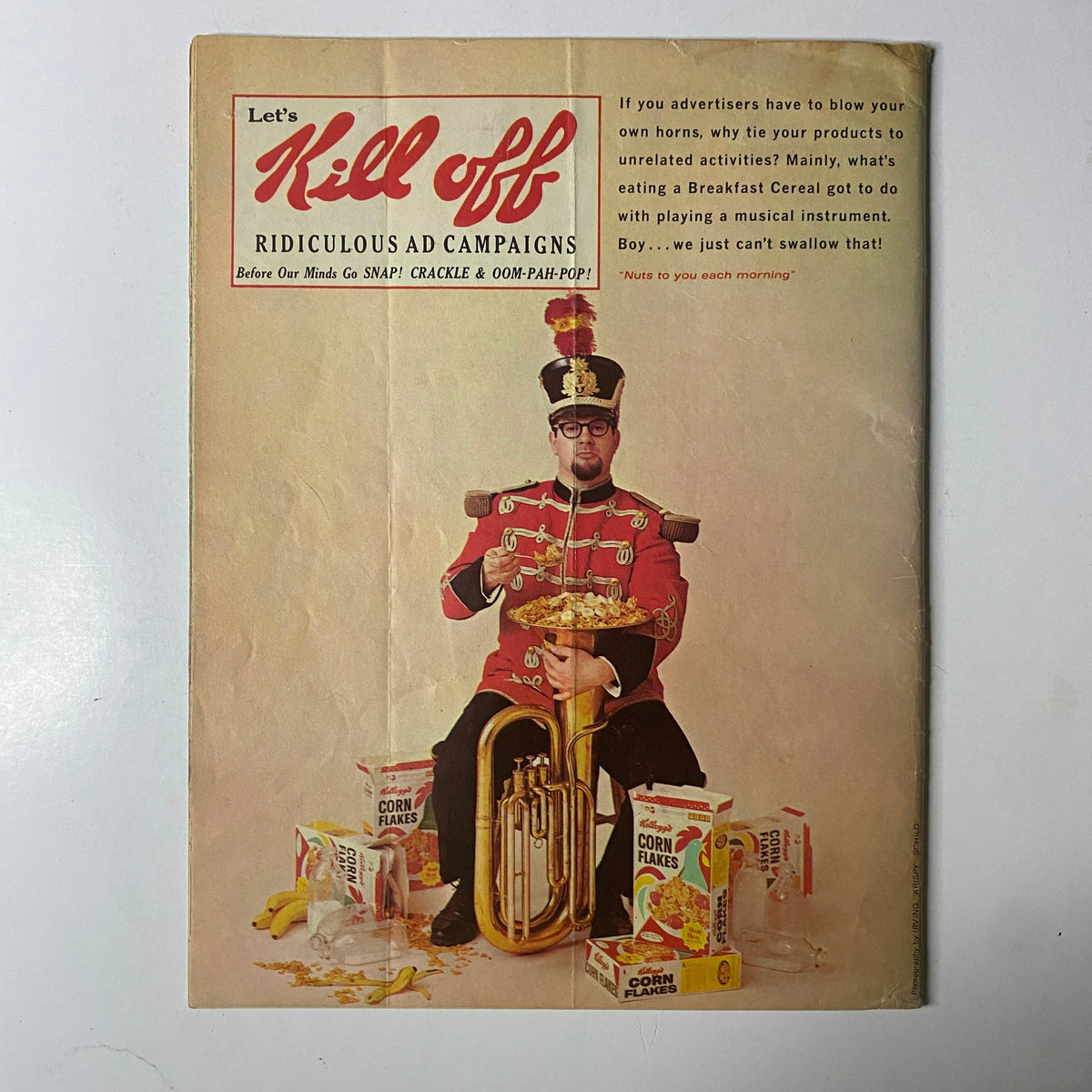 Cover of Mad Magazine July 1965 No. 96 Middle-of-the-Road Issue featuring a humorous advertisement parody. A musician in a military uniform is playing a tuba with various cereal boxes displayed. This issue is rated 4.0 VG, without a label, illustrating classic mid-century satire.