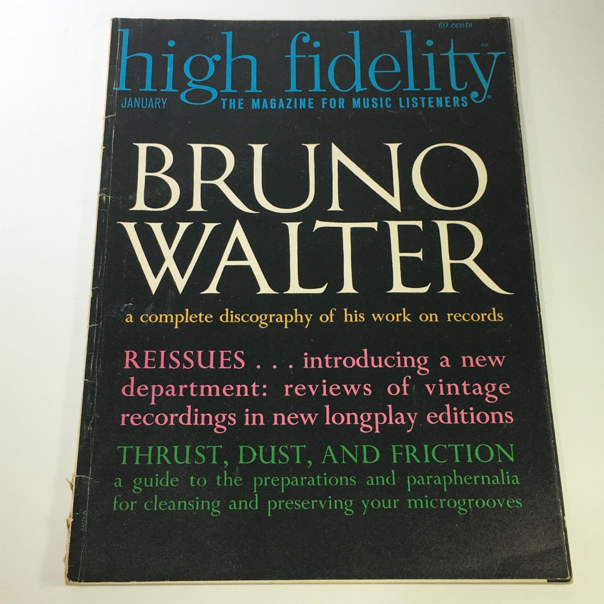 Cover of the High Fidelity Music Magazine from January 1964 featuring Bruno Walter, showcasing a complete discography of his work on records.