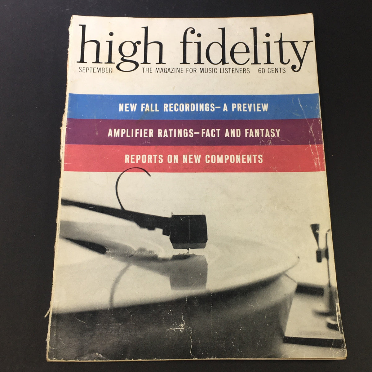Cover of the VTG High Fidelity Music Magazine September 1960 featuring articles on new fall recordings, amplifier ratings, and reports on new audio components.