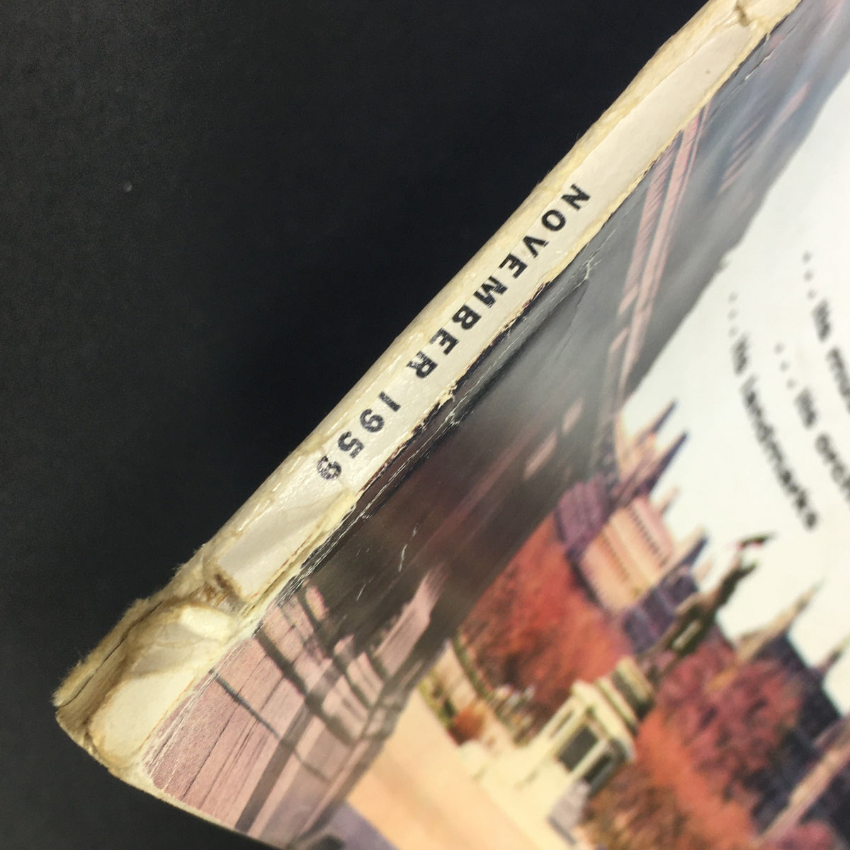Side view of the VTG High Fidelity Music Magazine from November 1959, showing the publication date and minor wear, adding to its vintage appeal.