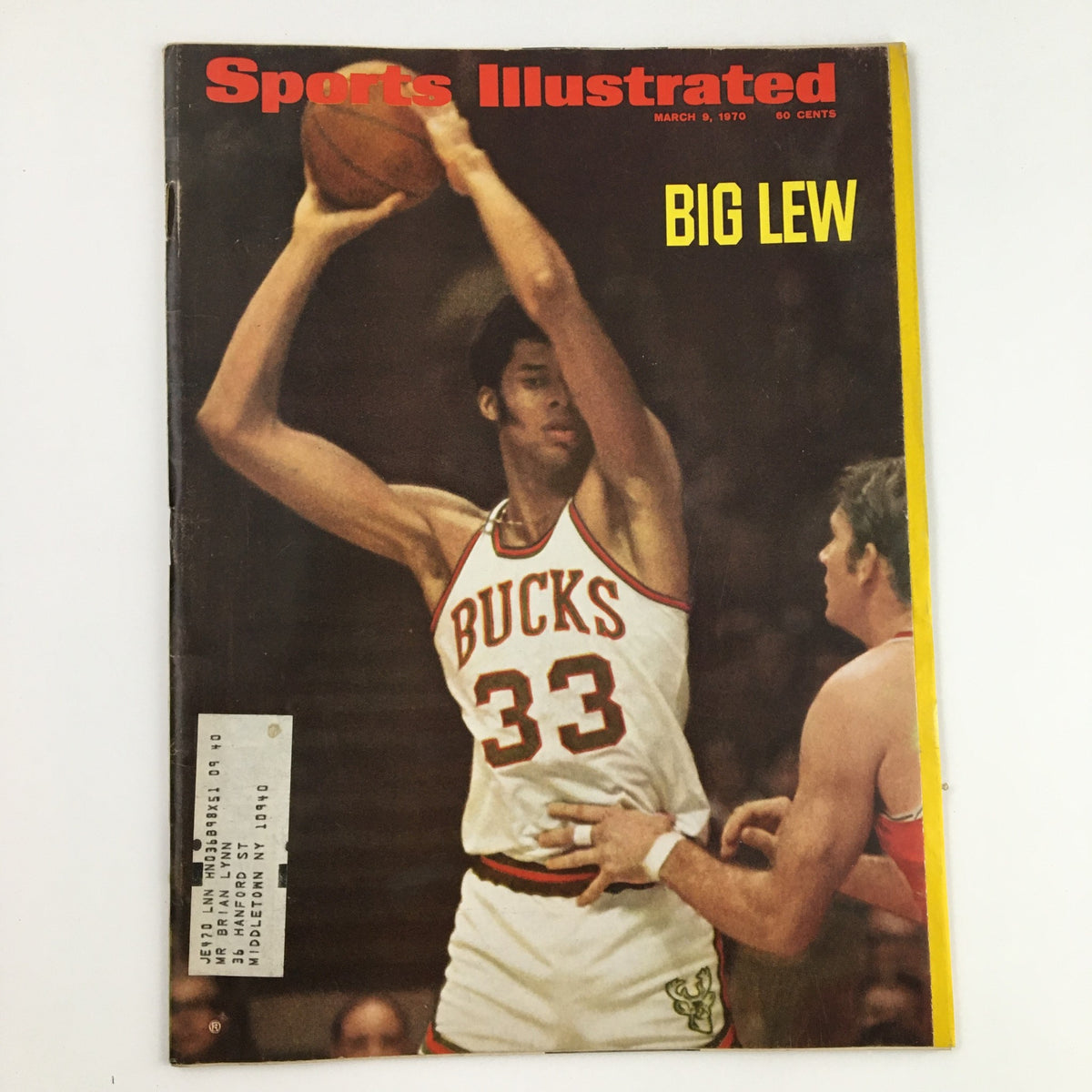 Cover of Sports Illustrated Magazine, March 9, 1970 featuring Kareem Abdul-Jabbar, known as 'Big Lew', showcasing his basketball prowess.