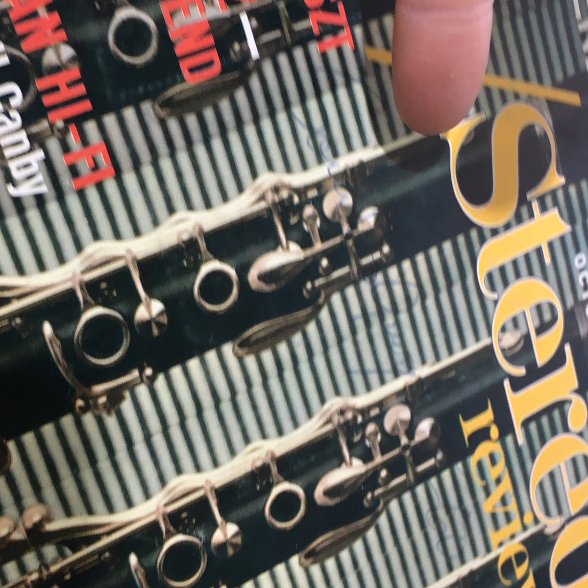 Close-up view of the October 1960 HiFi Stereo Review Magazine cover, showcasing the details of the featured clarinets and the title.
