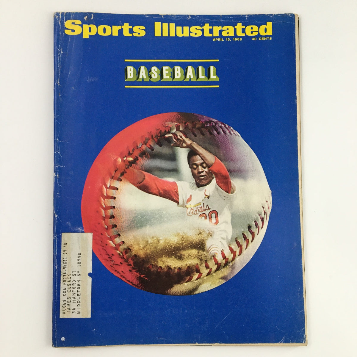 Cover of Sports Illustrated Magazine April 15 1968 featuring Sal Maggie, Master of Brushback Pitch, with a prominent baseball image.