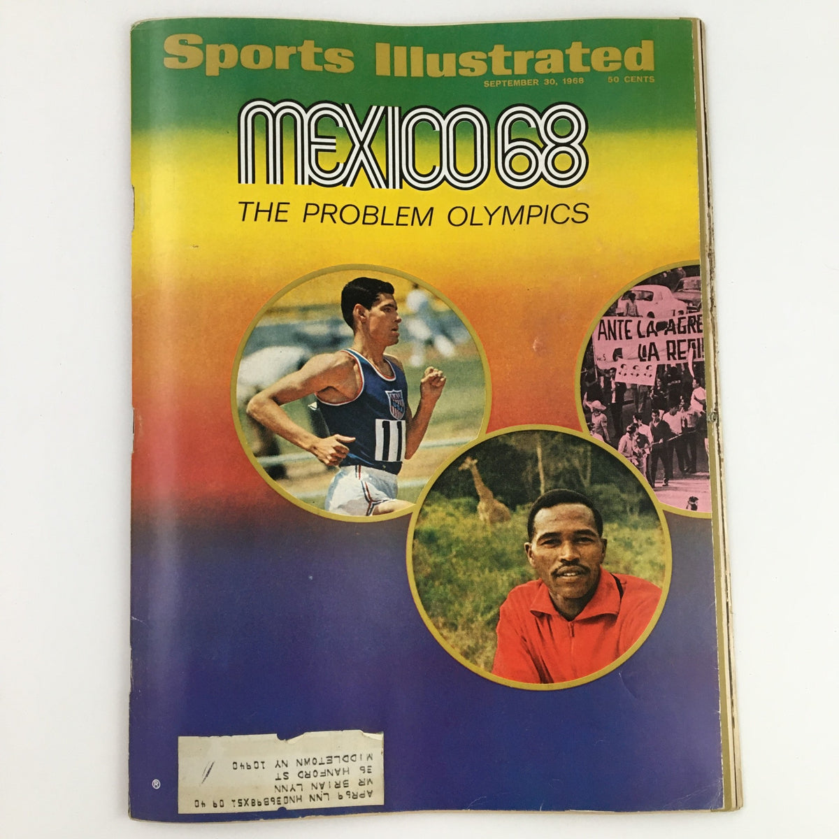 Sports Illustrated Magazine from September 30, 1968, featuring an overview of the Problem Olympics in Mexico, with vibrant color design and notable athletes.