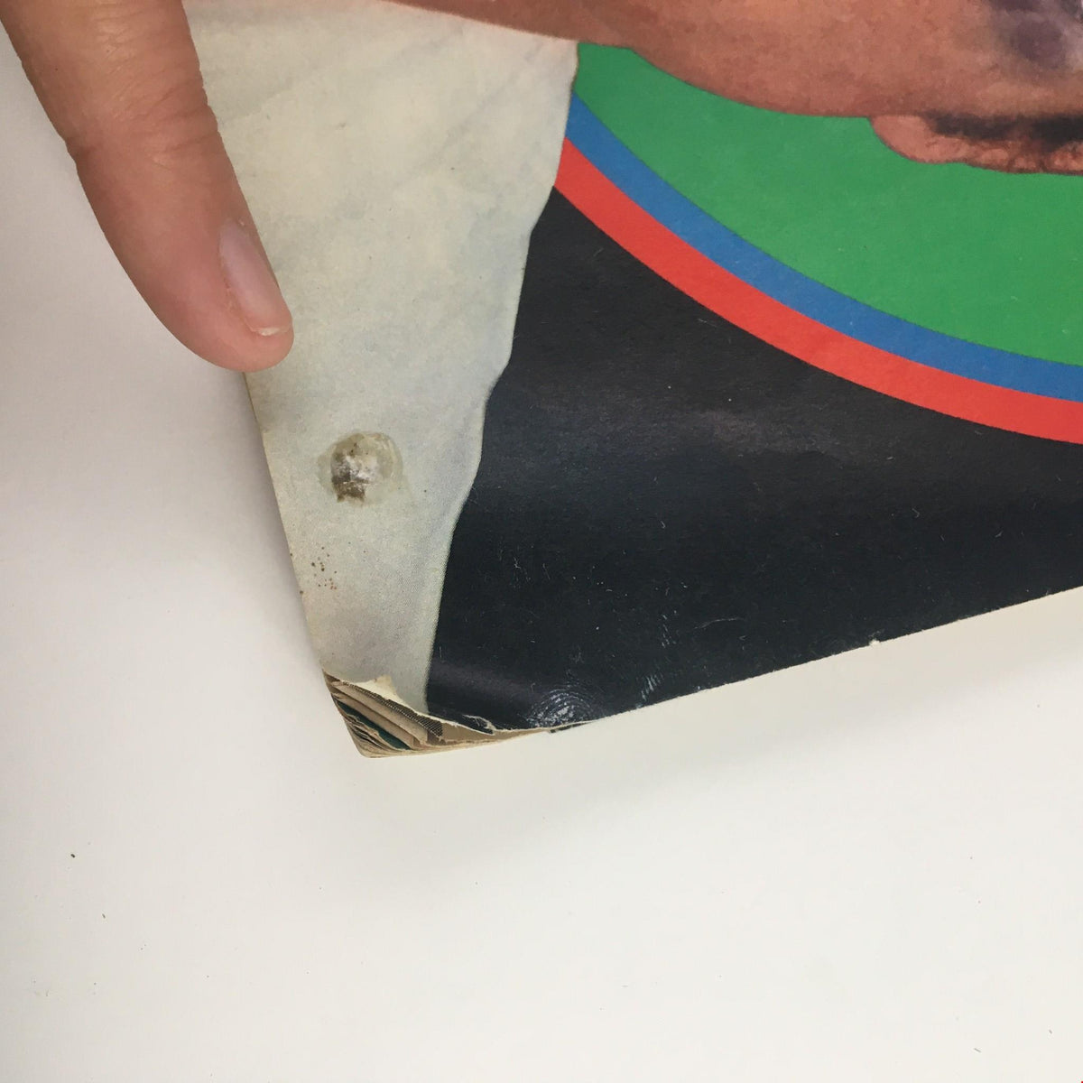 Close-up of the corner of the Sports Illustrated Magazine from June 22, 1970, featuring MLB outfielder Tony Conigliaro, showcasing minor wear and age-related damage, perfect for collectors of vintage sports memorabilia.