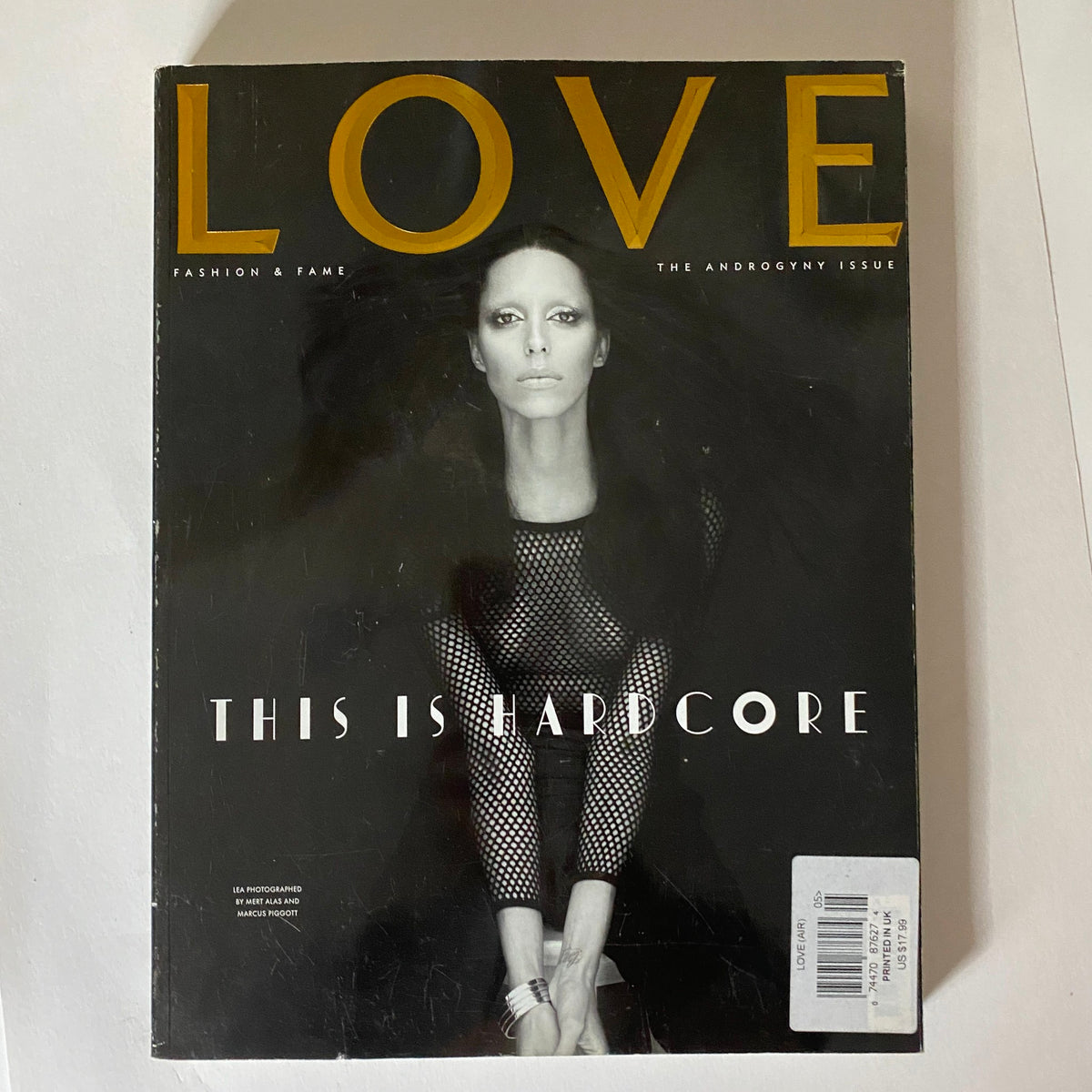 Cover of Love Magazine showcasing a striking black and white portrait titled 'This Is Hardcore' in Love Magazine 2011 Justin Bieber The Beautiful One No Label.