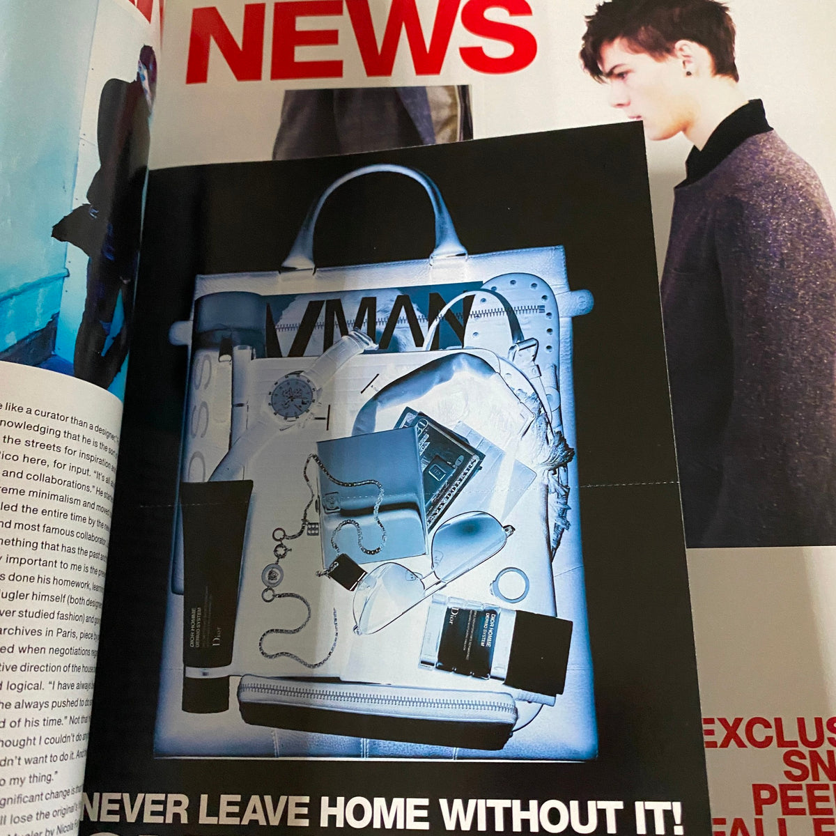 VMan Magazine Spring 2011 No. 21 displaying a fashionably styled handbag and beauty essentials, highlighting the magazine's focus on modern lifestyle and fashion trends.