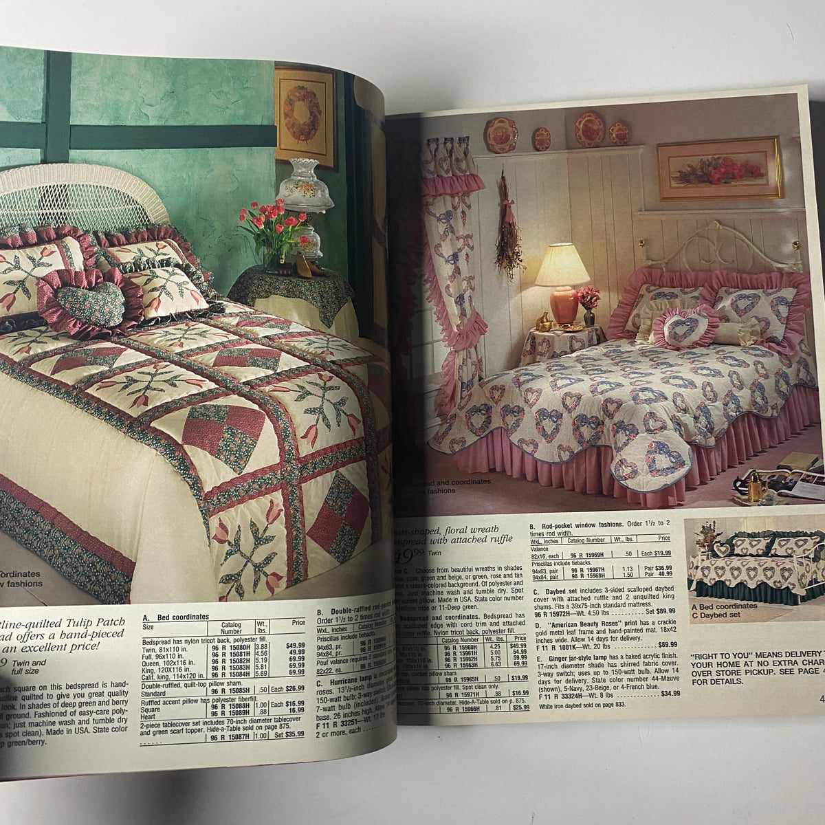 1993 Sears Spring/Summer Annual Catalog showcasing quilted bedding and home decor ideas, featuring a floral patchwork quilt and coordinating accessories.