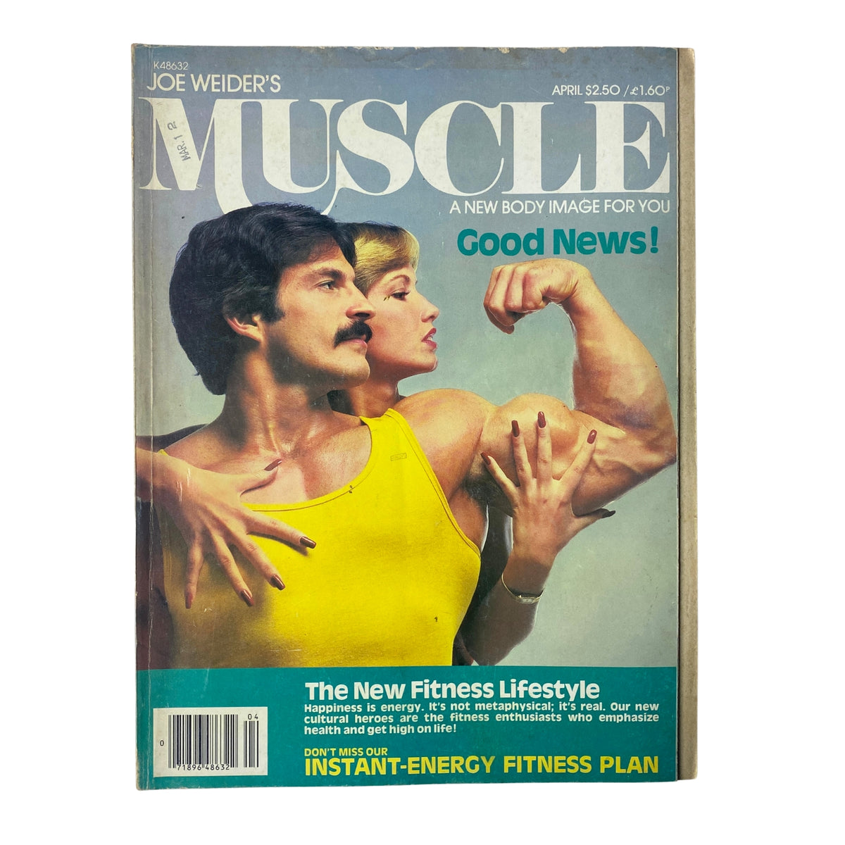 Cover of Joe Weider’s Muscle Builder Power Magazine for April 1980 featuring model posing and text about new fitness lifestyle.