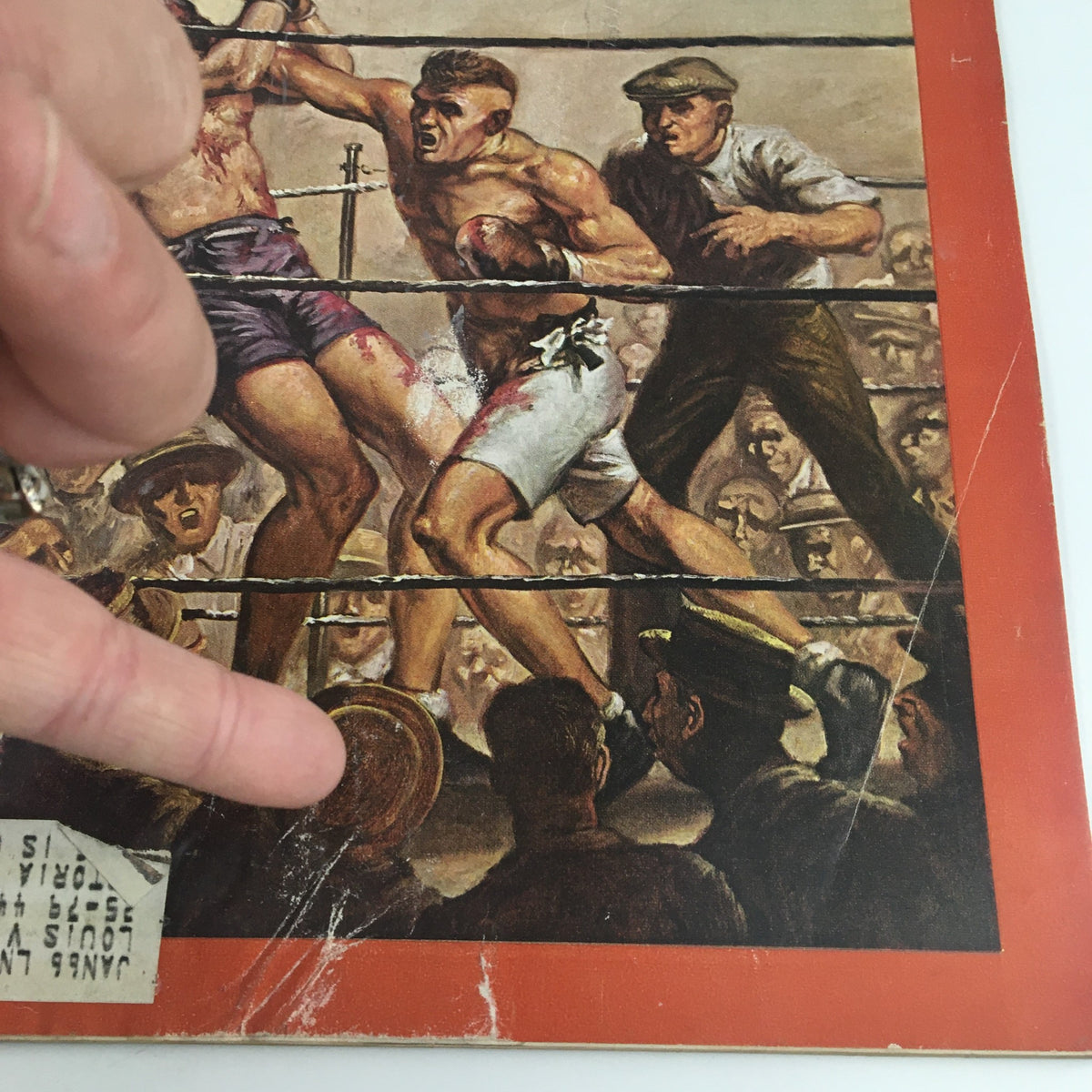 Detailed view of the cover of Sports Illustrated Magazine January 13 1964, showing the boxing scene and the title relating to Jack Dempsey.