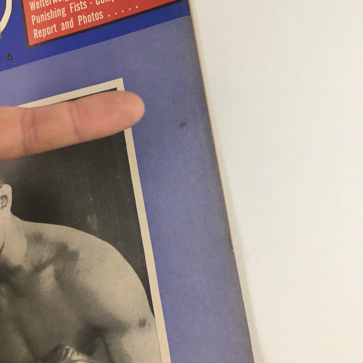 Close-up of The Ring Boxing Magazine August 1958 cover, emphasizing Virgil Akins' story and depicting an image of the boxer.