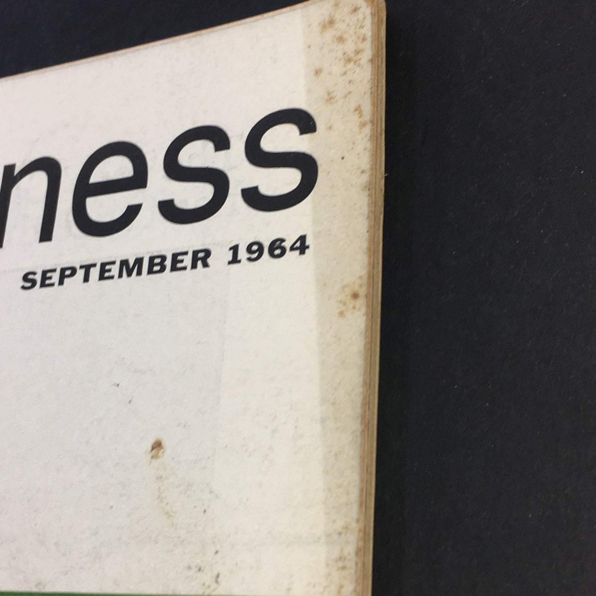 Top corner view of VTG Nation's Business Magazine September 1964, showing wear and vintage character.