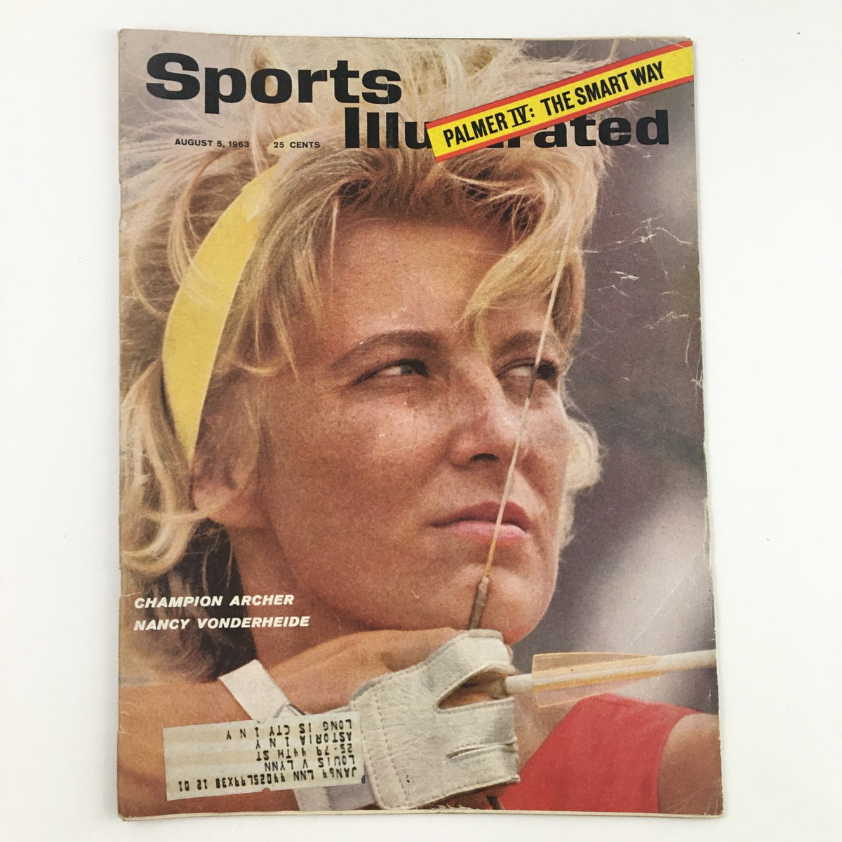 Cover of Sports Illustrated Magazine August 5, 1963, featuring champion archer Nancy Vonderheide.