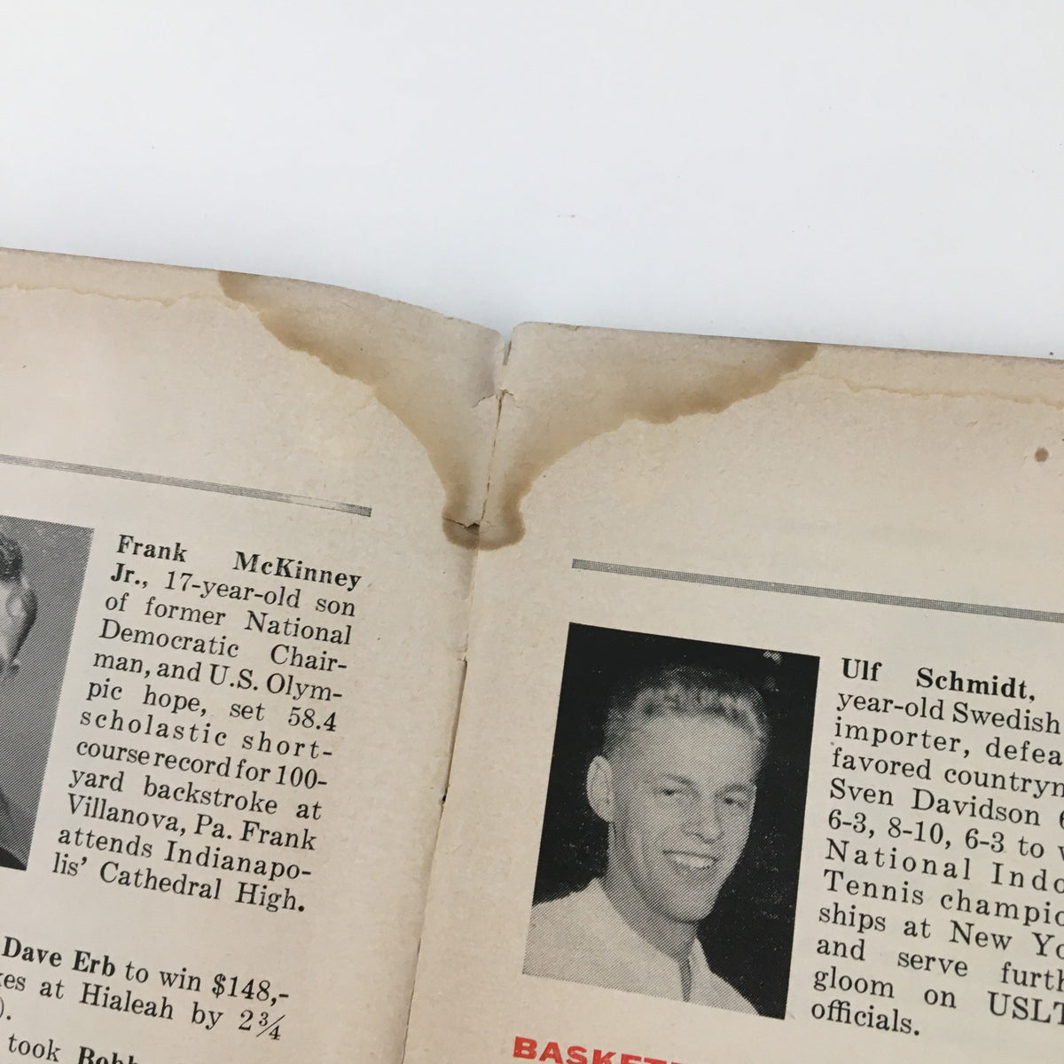 Inside pages of Sports Illustrated Magazine March 5, 1956, featuring brief profiles of young athletes.