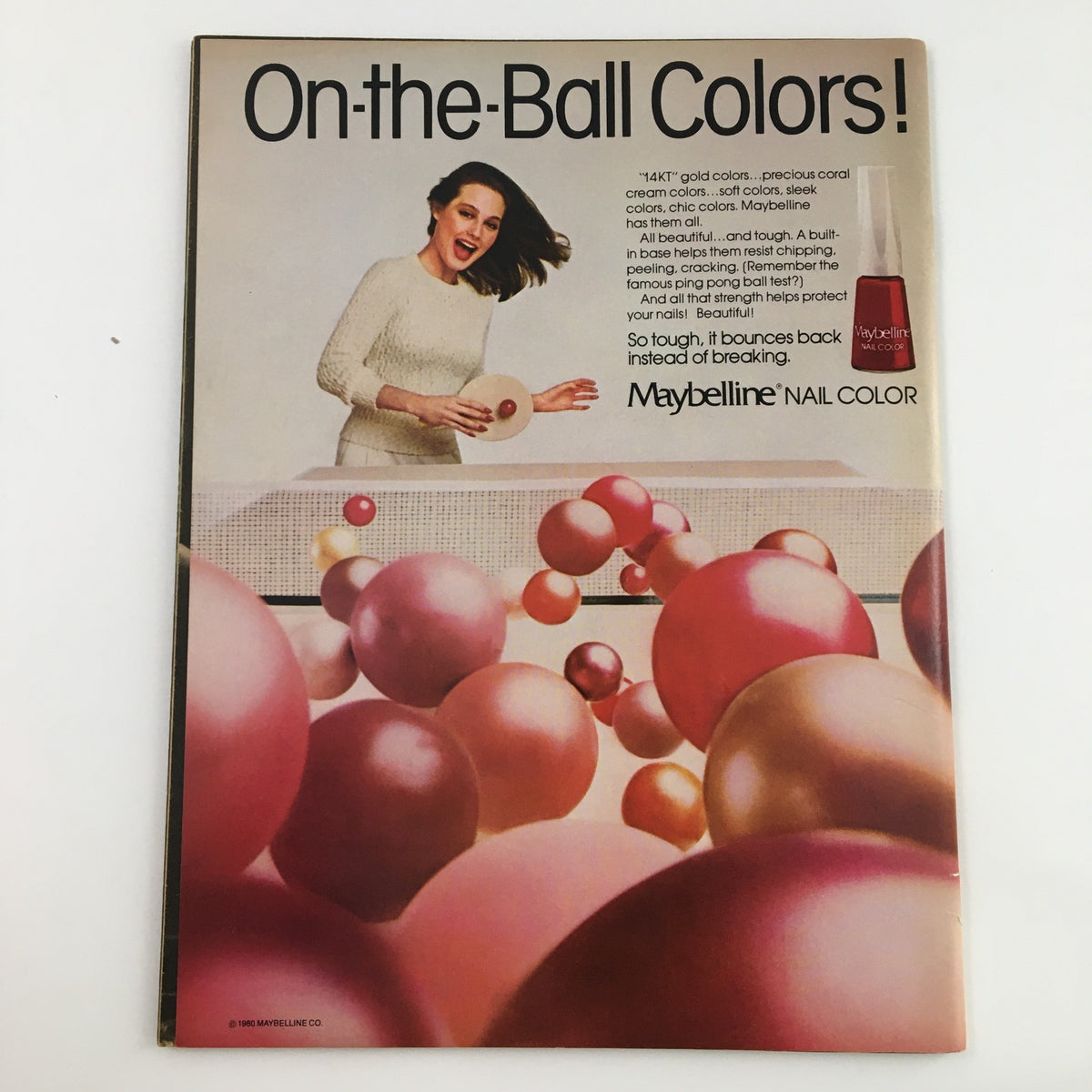 Ad for Maybelline Nail Color from 16 Magazine RockLine Fall 1980, depicting vibrant colors and fun design, capturing the aesthetics of the era.