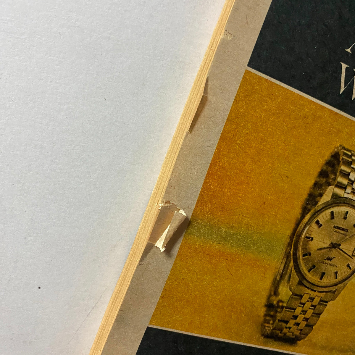 Close-up of the spine condition of The New York Times Magazine, October 26, 1969, highlighting wear with a focus on its vintage appeal.