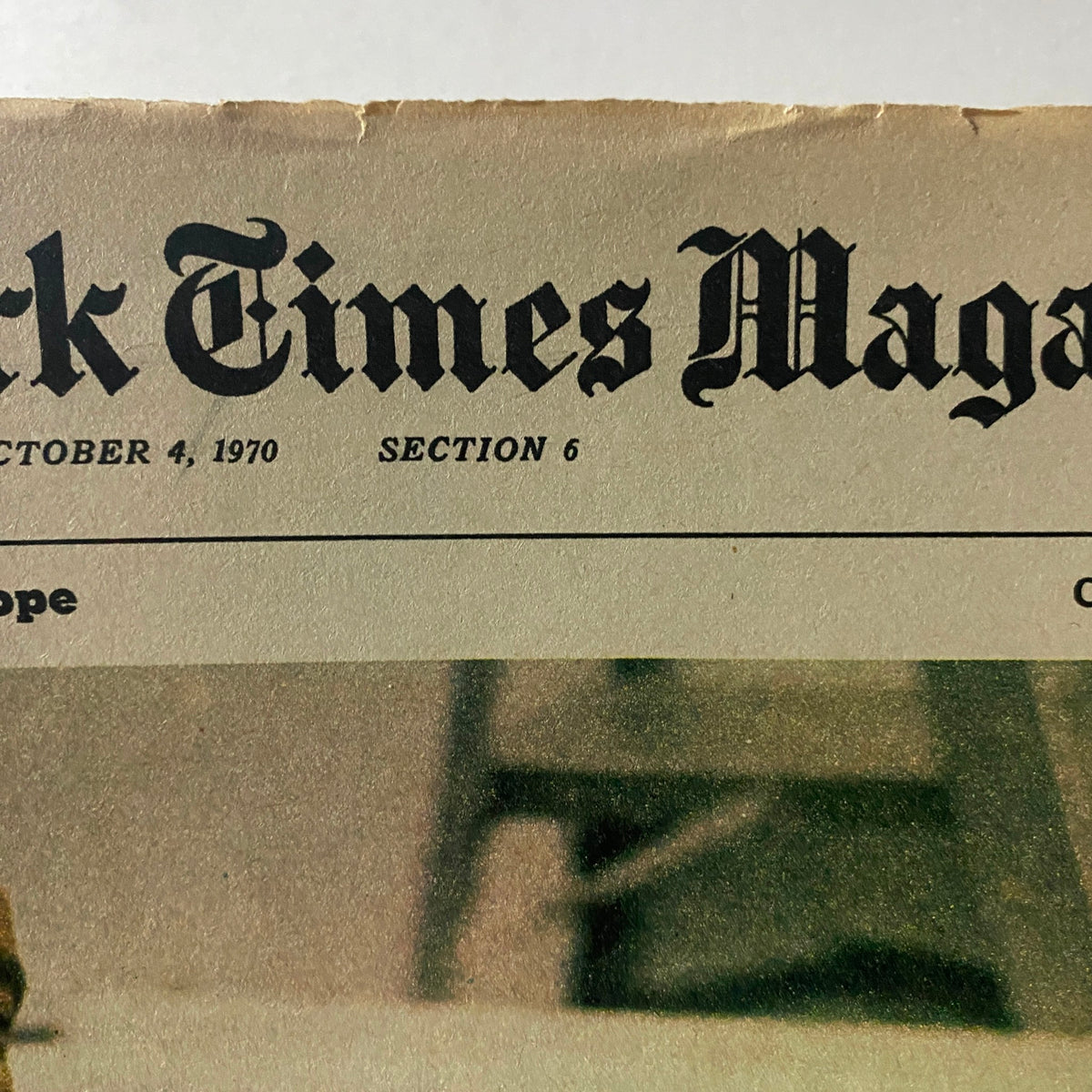 Close-up of the title header from The New York Times Magazine dated October 4, 1970, showcasing its iconic typography and vintage style.