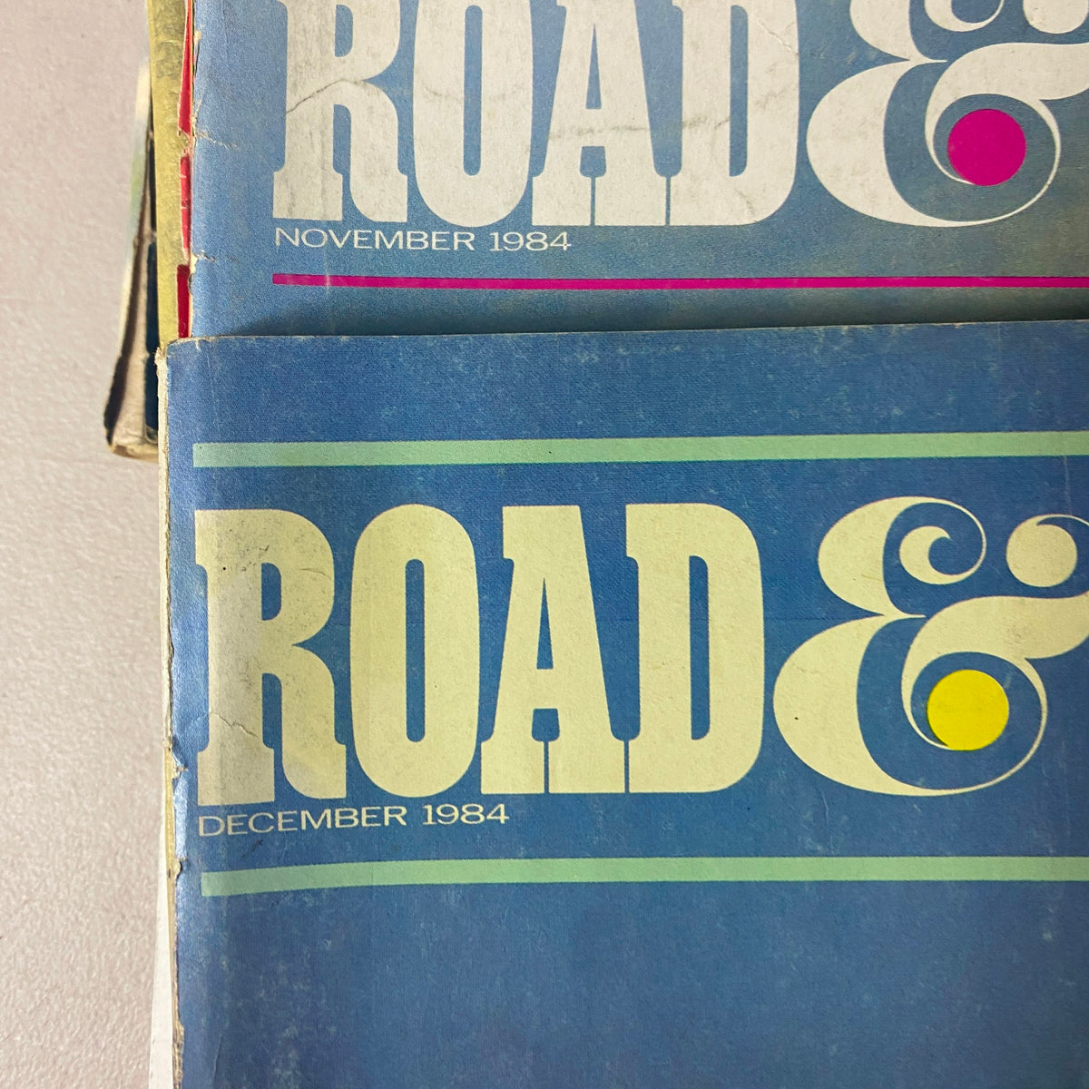 Detailed image of Road & Track Magazine covers for November and December 1984, showcasing classic car themes and vintage magazine design.