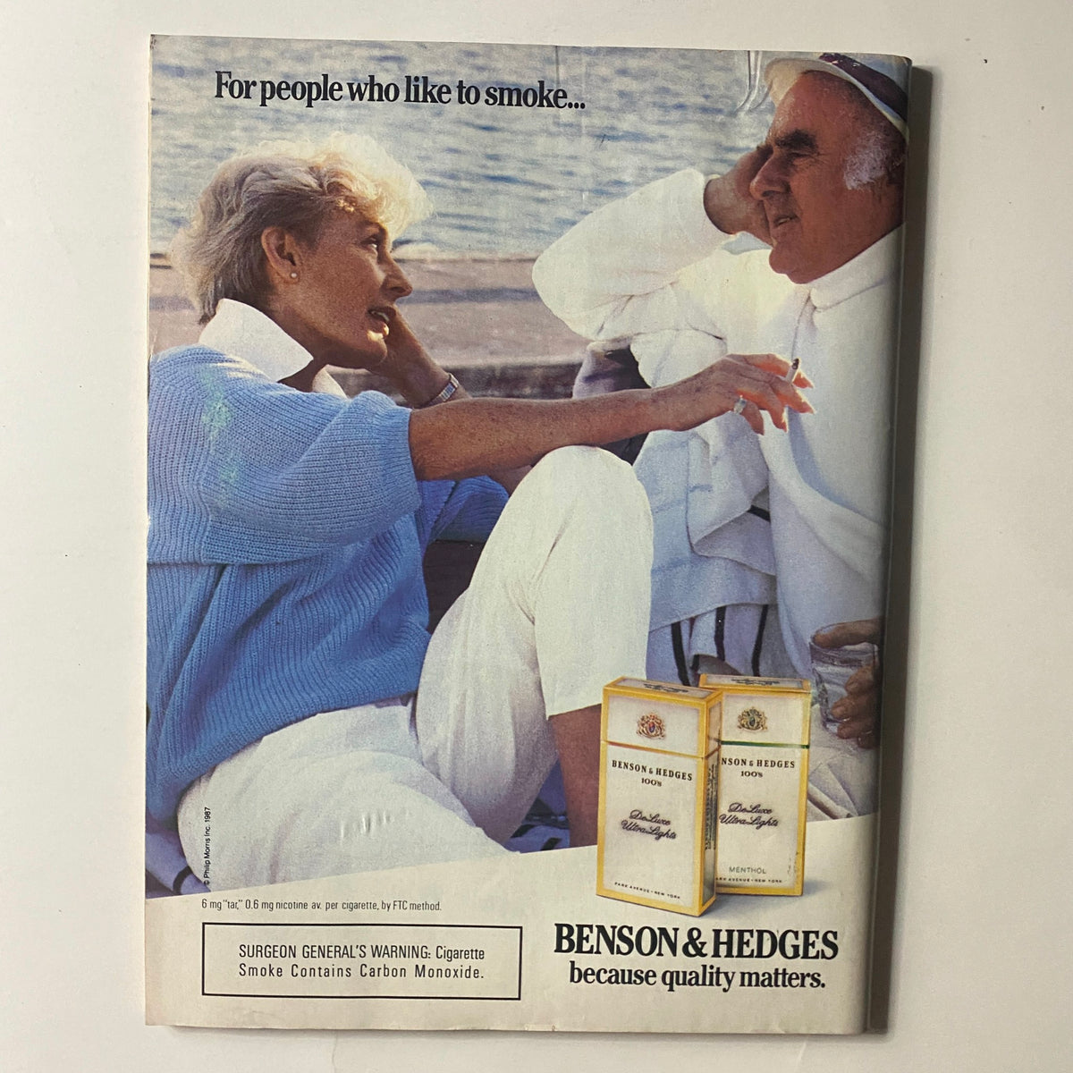 Back cover of VTG Newsweek Magazine June 22 1987 featuring an advertisement for Benson & Hedges cigarettes.