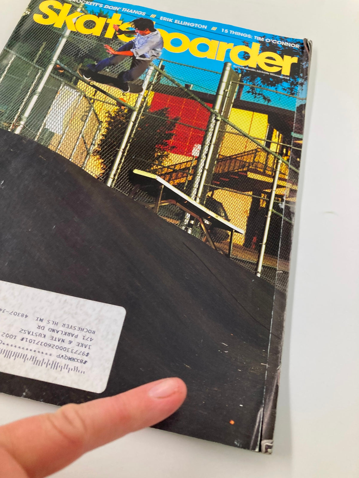 Close-up of the February 2010 Skateboarder Magazine with Kenny Anderson on the cover, highlighting details and condition of this vintage collectible.