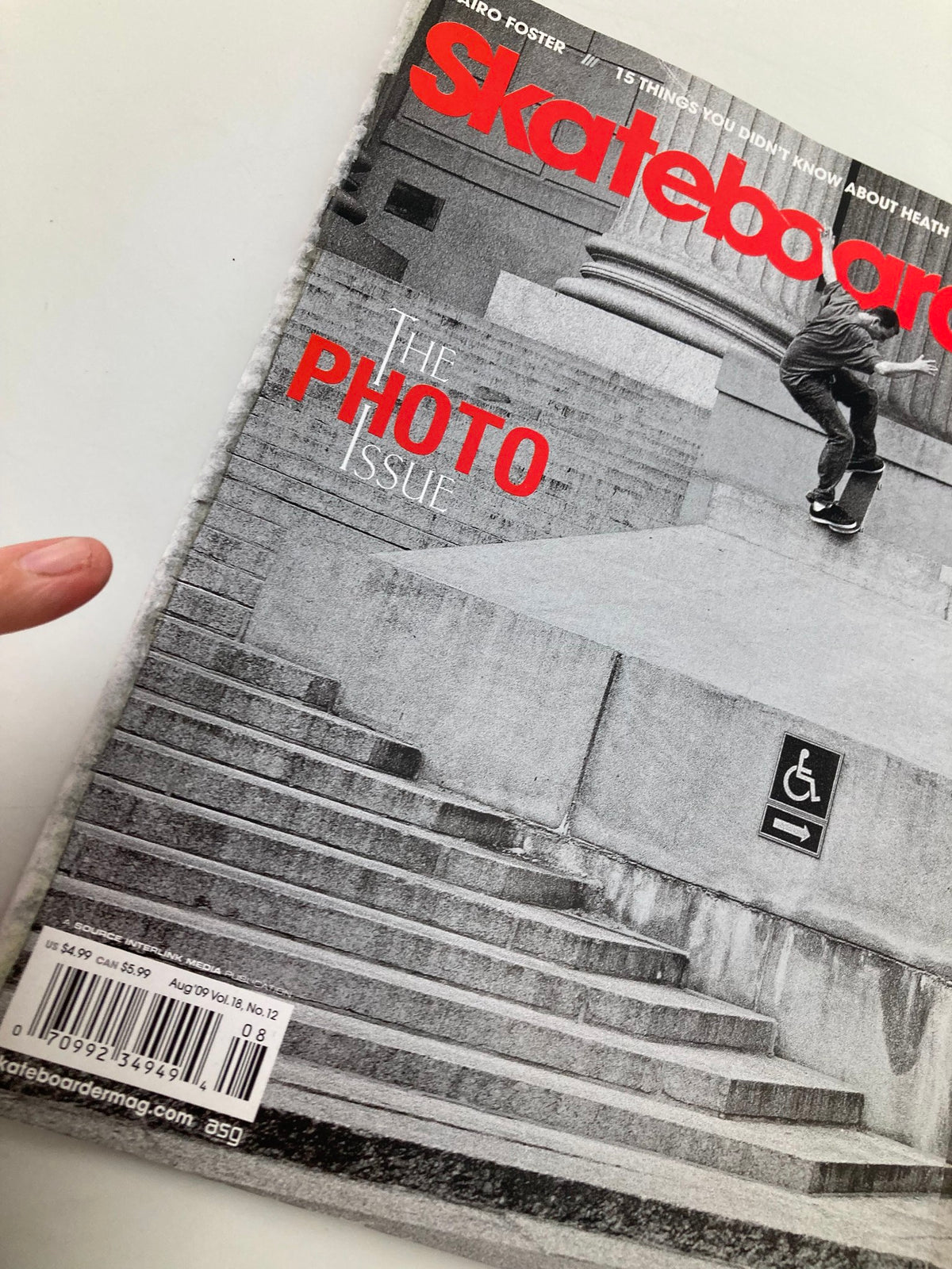 Cover of Skateboarder Magazine August 2009 Vol 18 #12 featuring a photo of a skateboarder performing a nosebluntslide.