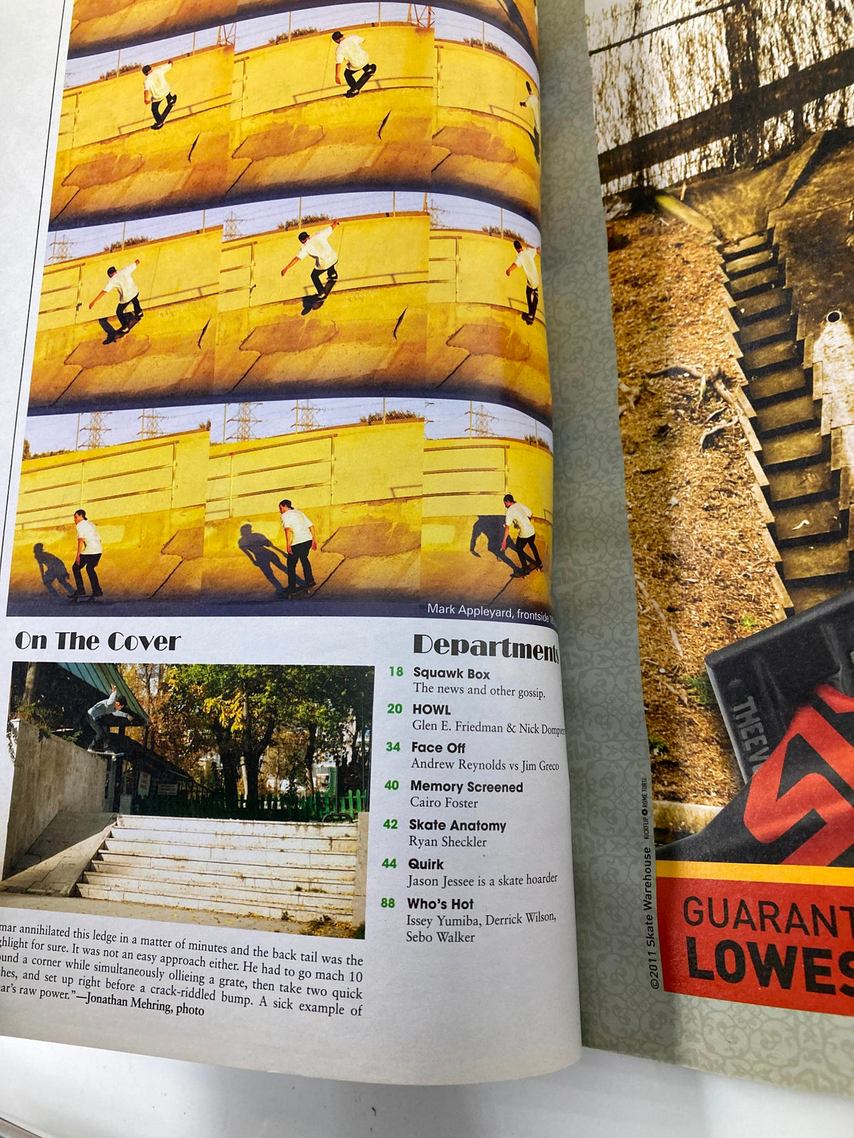 Interior page of Skateboarder Magazine January 2013 featuring a sequence of Omar Salazar performing tricks on a skateboard, showcasing the dynamic movement and skill involved in skateboarding.