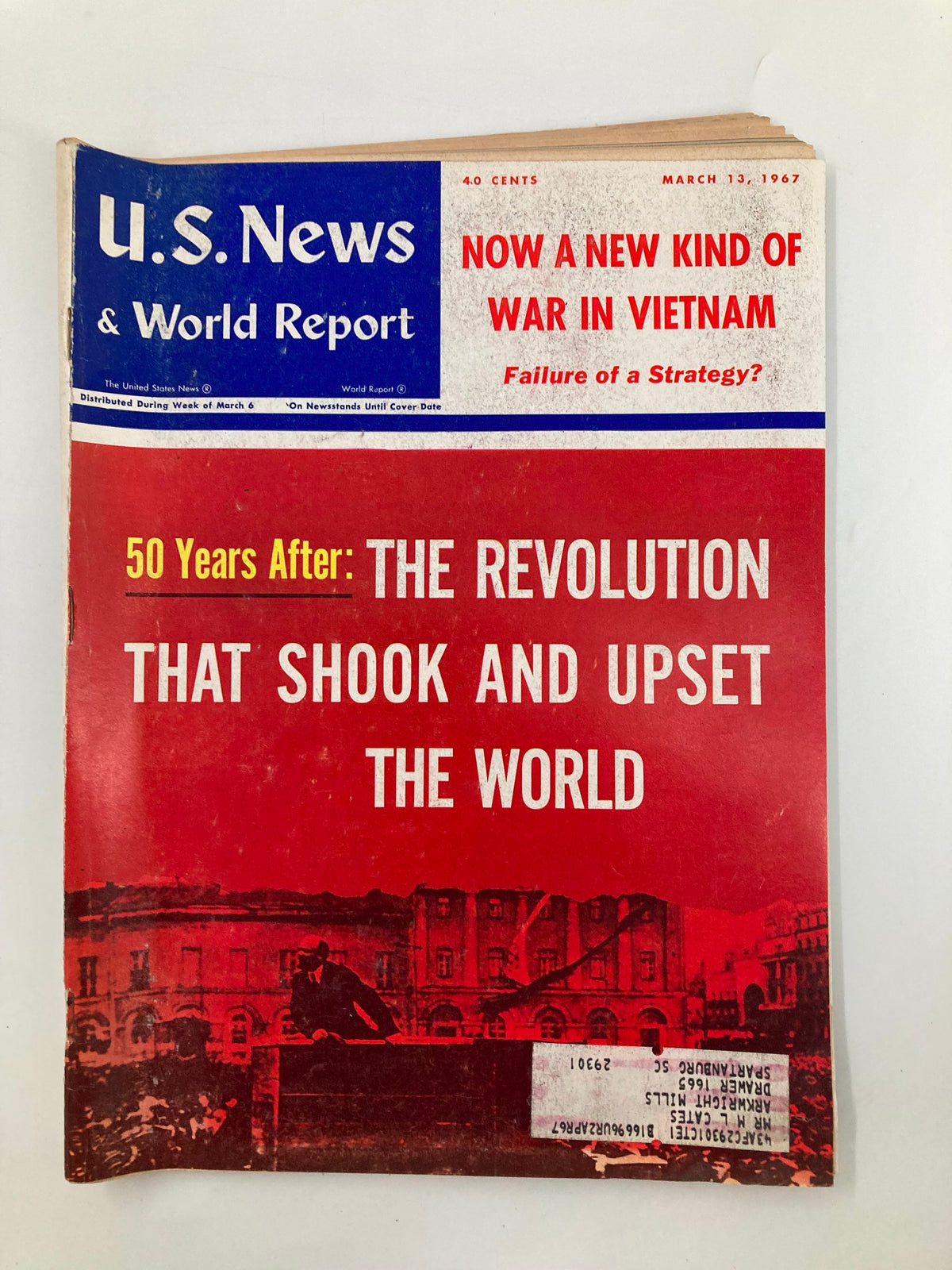 Cover of US News & World Report Magazine from March 13, 1967, featuring the title 'Now A New Kind of War in Vietnam' with a bold red background and bold text discussing the Vietnam War.