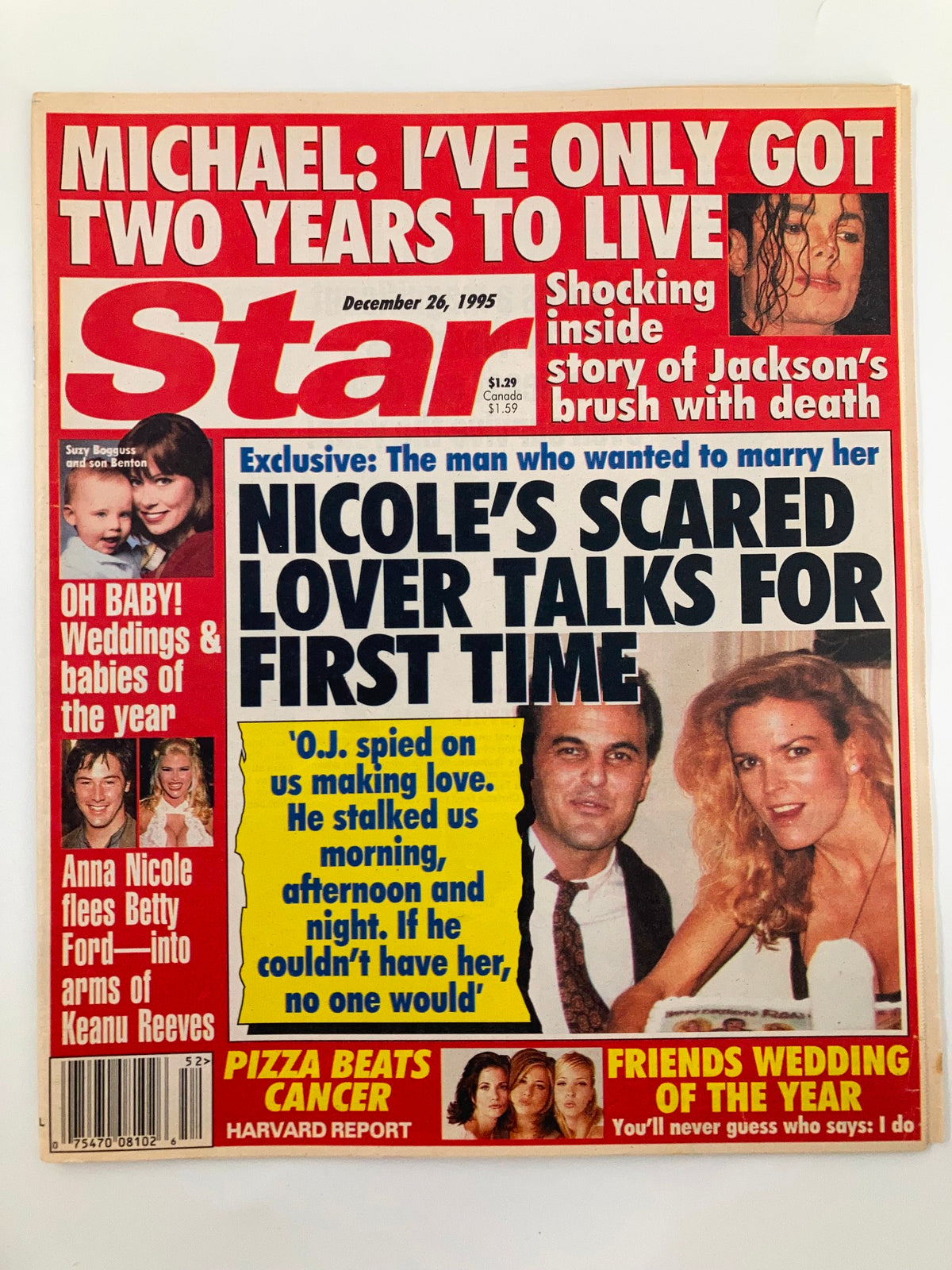 Cover of Star Tabloid Magazine dated December 26, 1995 featuring headlines about Michael Jackson and Anna Nicole Smith, including stories on Jackson's health and Smith's personal life.