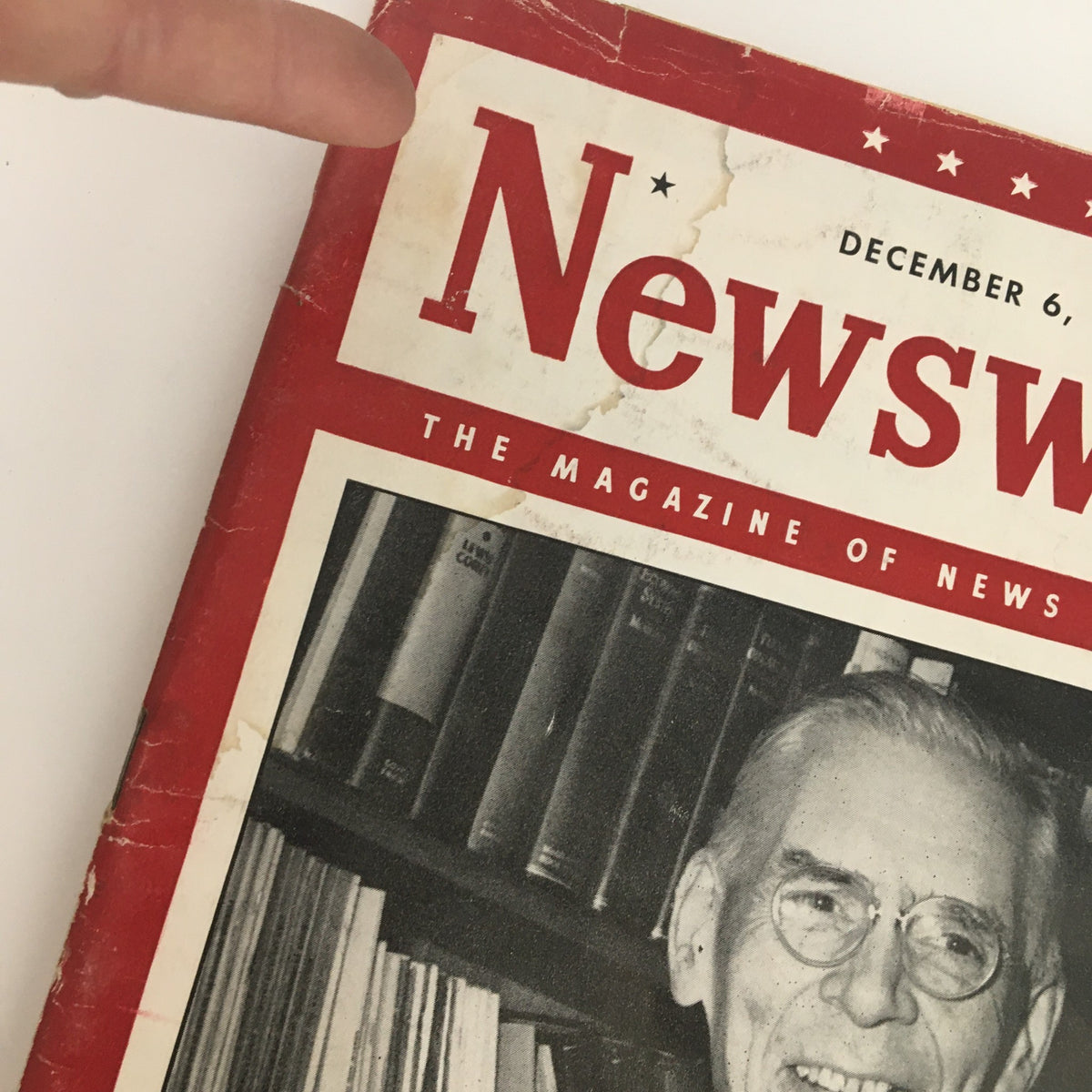 Close-up of the Newsweek Magazine cover from December 6, 1948, highlighting the title and General Edwin G. Nourse's feature on anti-inflation measures.