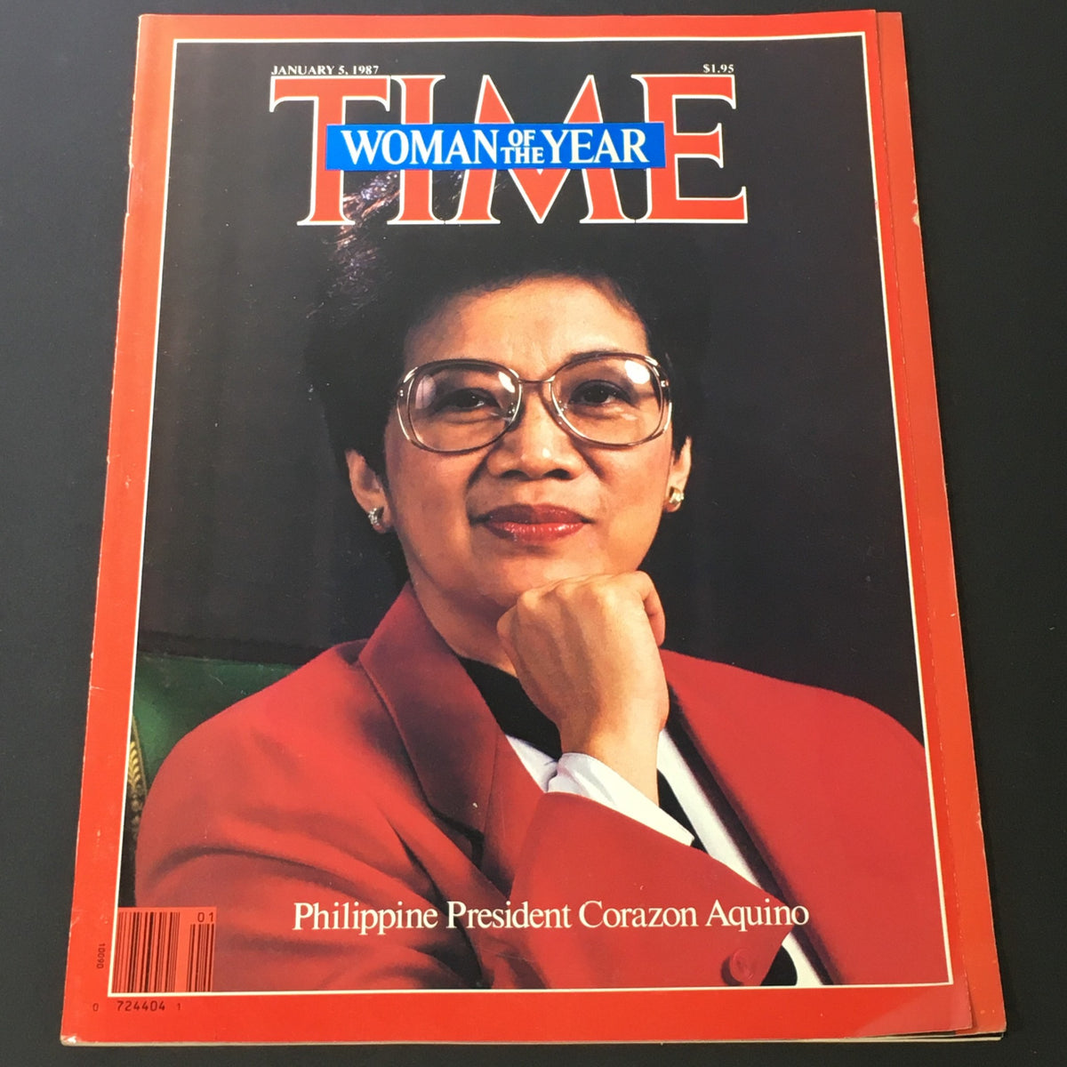 Cover of VTG Time Magazine January 5 1987 featuring Philippine President Corazon Aquino, recognized as 'Woman of the Year'. This vintage magazine highlights her significant leadership during a pivotal moment in Philippine history.