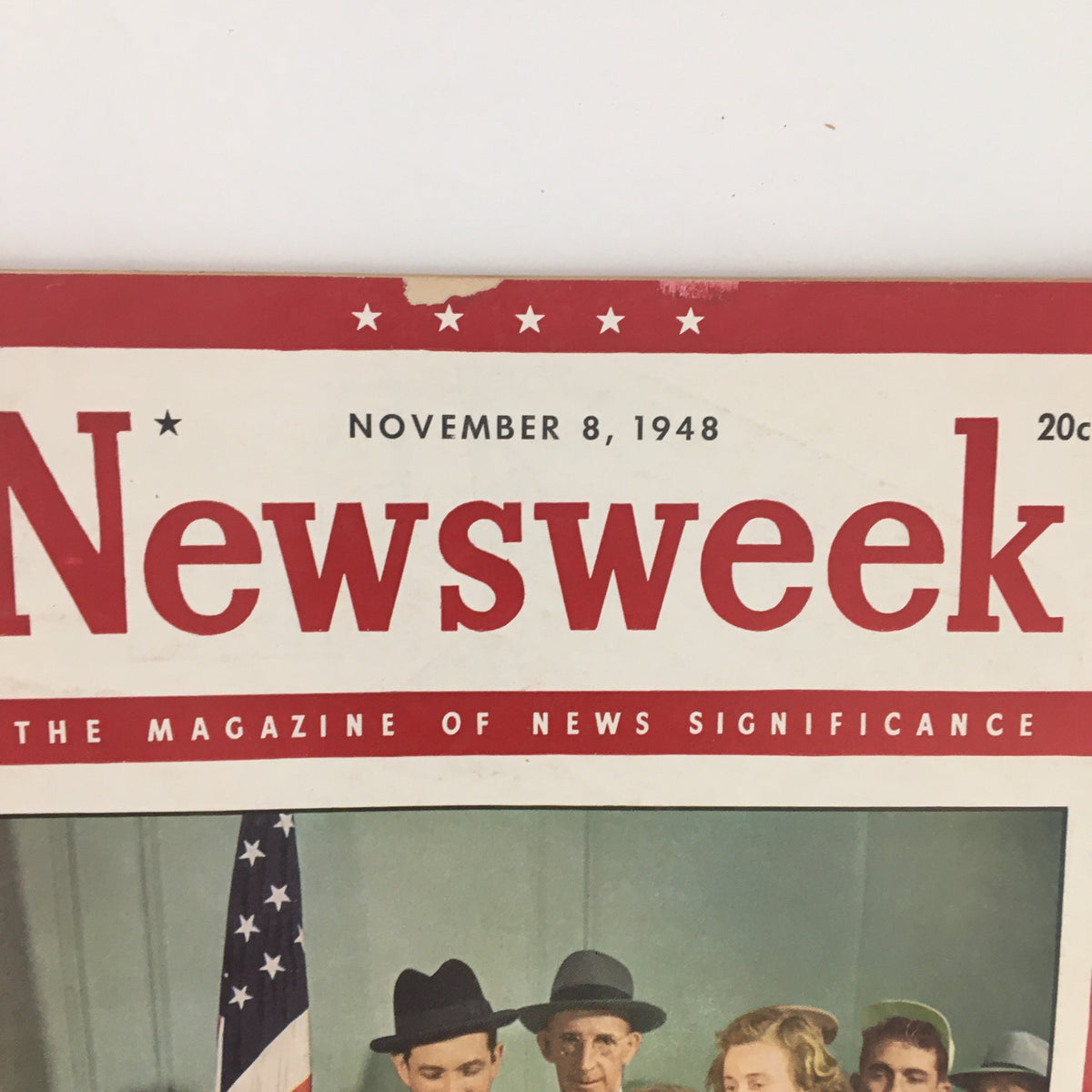 Cover of Newsweek Magazine, November 8, 1948, featuring historical themes of 'Red Aggressions' and 'Voting Ballots' with an image of individuals and an American flag.