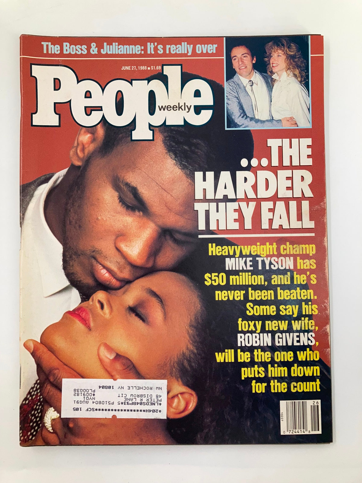 People Weekly magazine cover from June 27, 1988 featuring Mike Tyson and Robin Givens, highlighting the headline about Tyson's boxing career and their relationship.