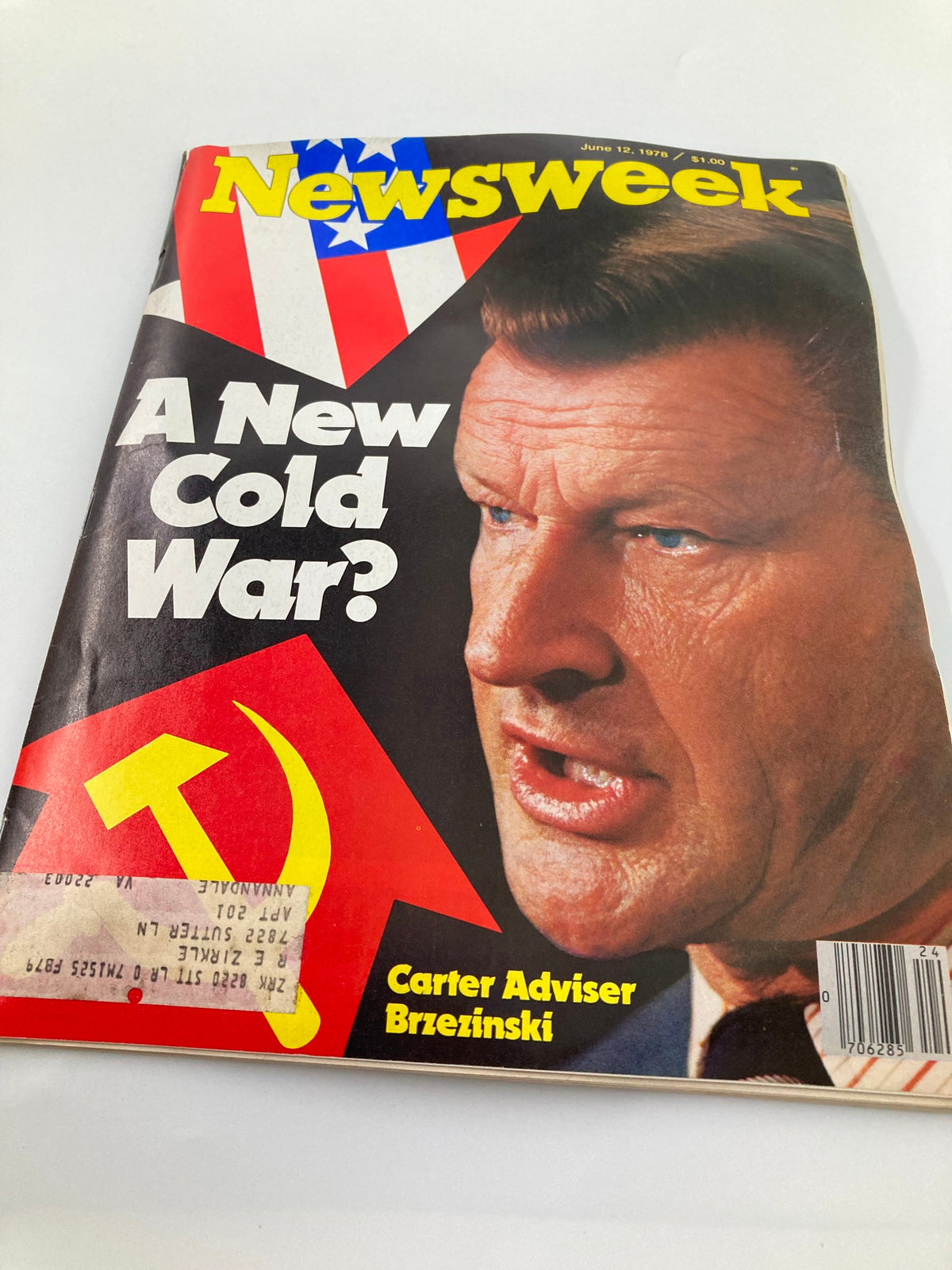 Another view of the vintage Newsweek Magazine dated June 12, 1978, displaying its cover featuring Zbigniew Brzezinski and the phrase 'A New Cold War?' with political symbolism.