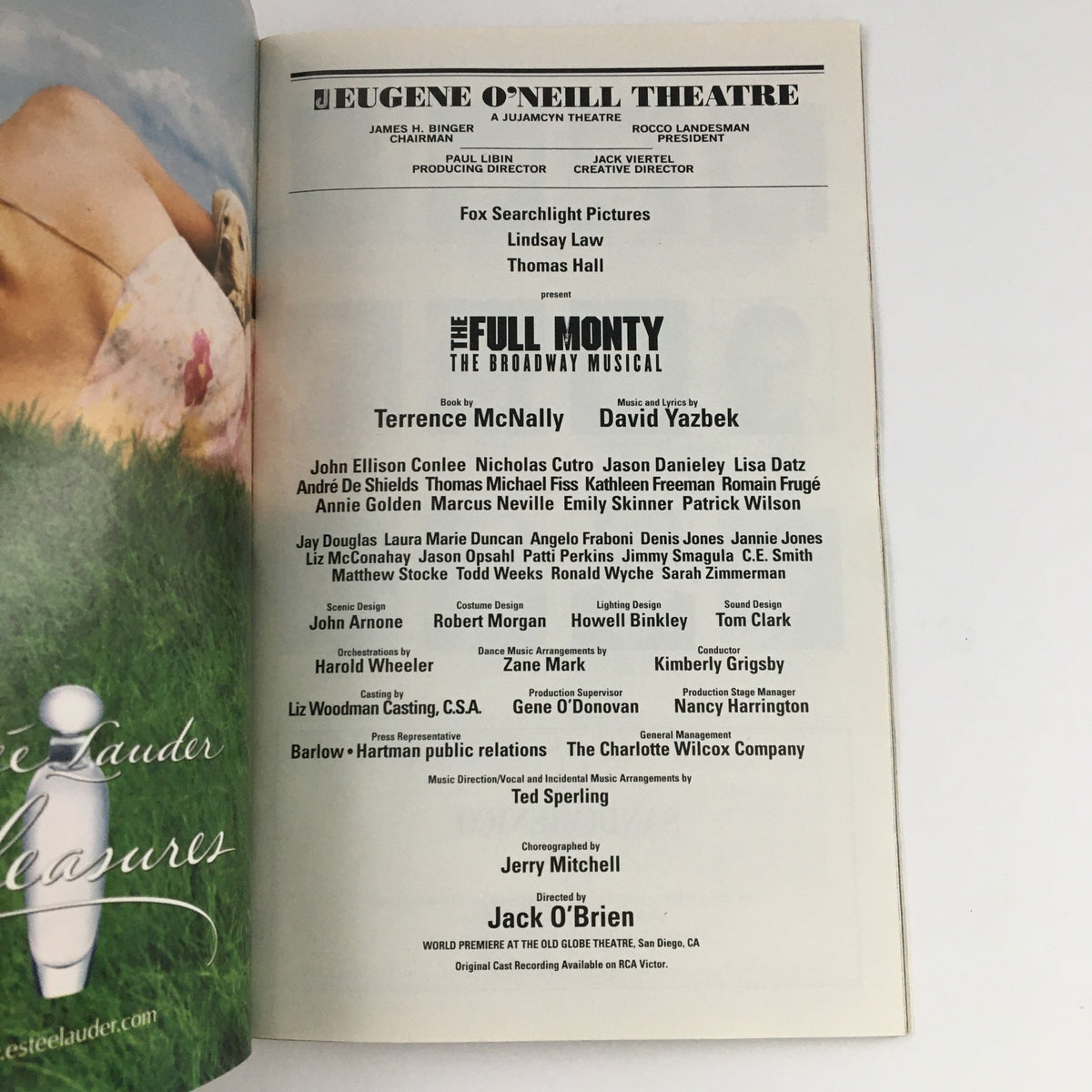 Eugene O'Neill Theatre page from the 2001 Playbill for The Full Monty, including production credits and creative team information.