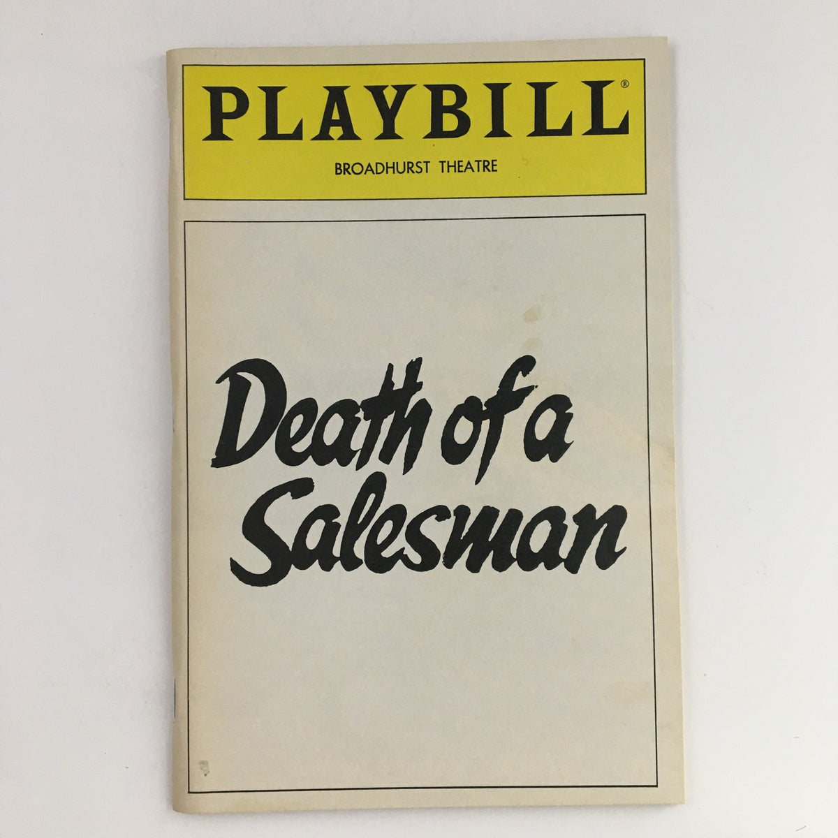 1984 Playbill for the play 'Death of a Salesman' featuring Dustin Hoffman, Broadhurst Theatre edition.