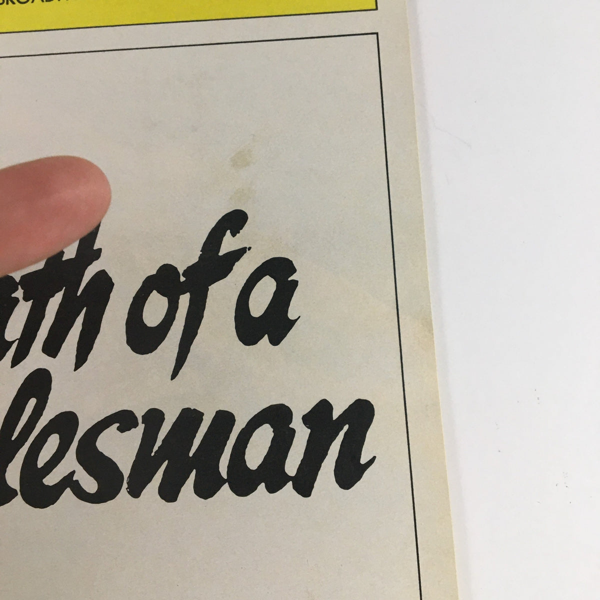 Close-up of the 1984 Playbill for 'Death of a Salesman' showing the title prominently.