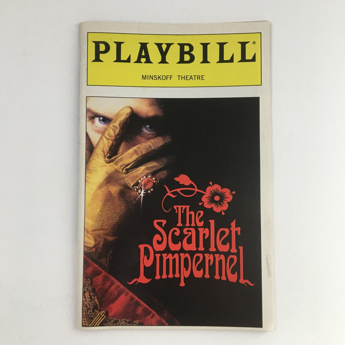 1997 Playbill for The Scarlet Pimpernel at the Minskoff Theatre featuring a dramatic cover illustration.